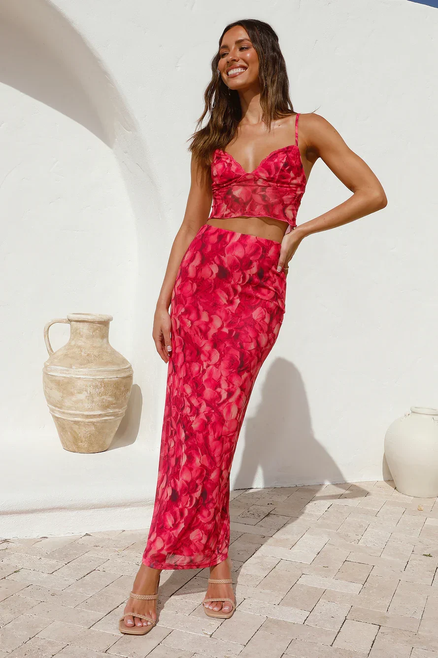 Waiting On You Maxi Skirt Red