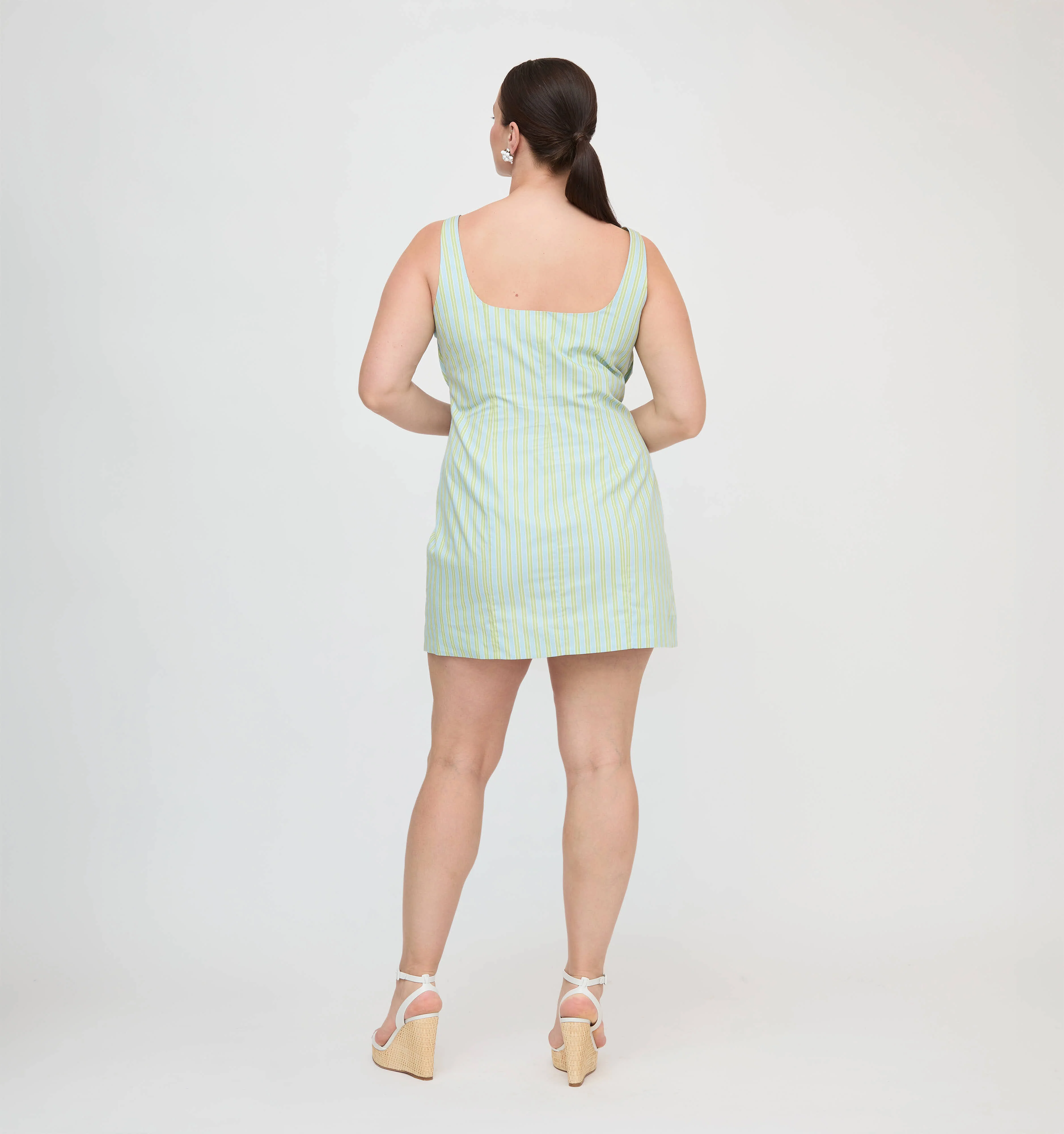 The Eviana Dress - Blue/Green Stripe