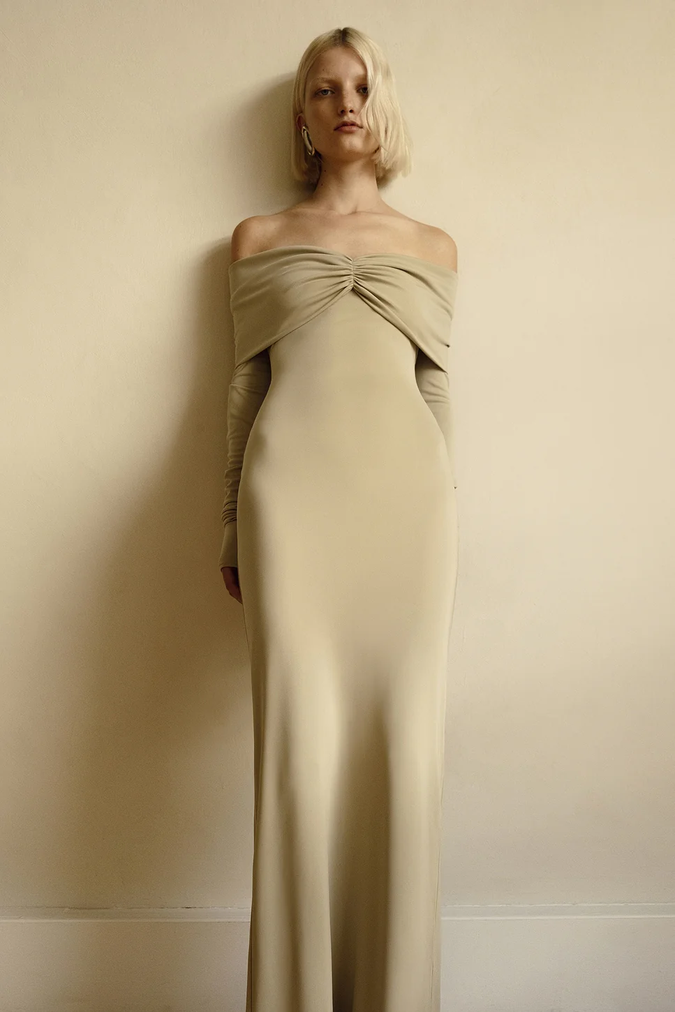 Matte Jersey Off Shoulder Maxi Dress