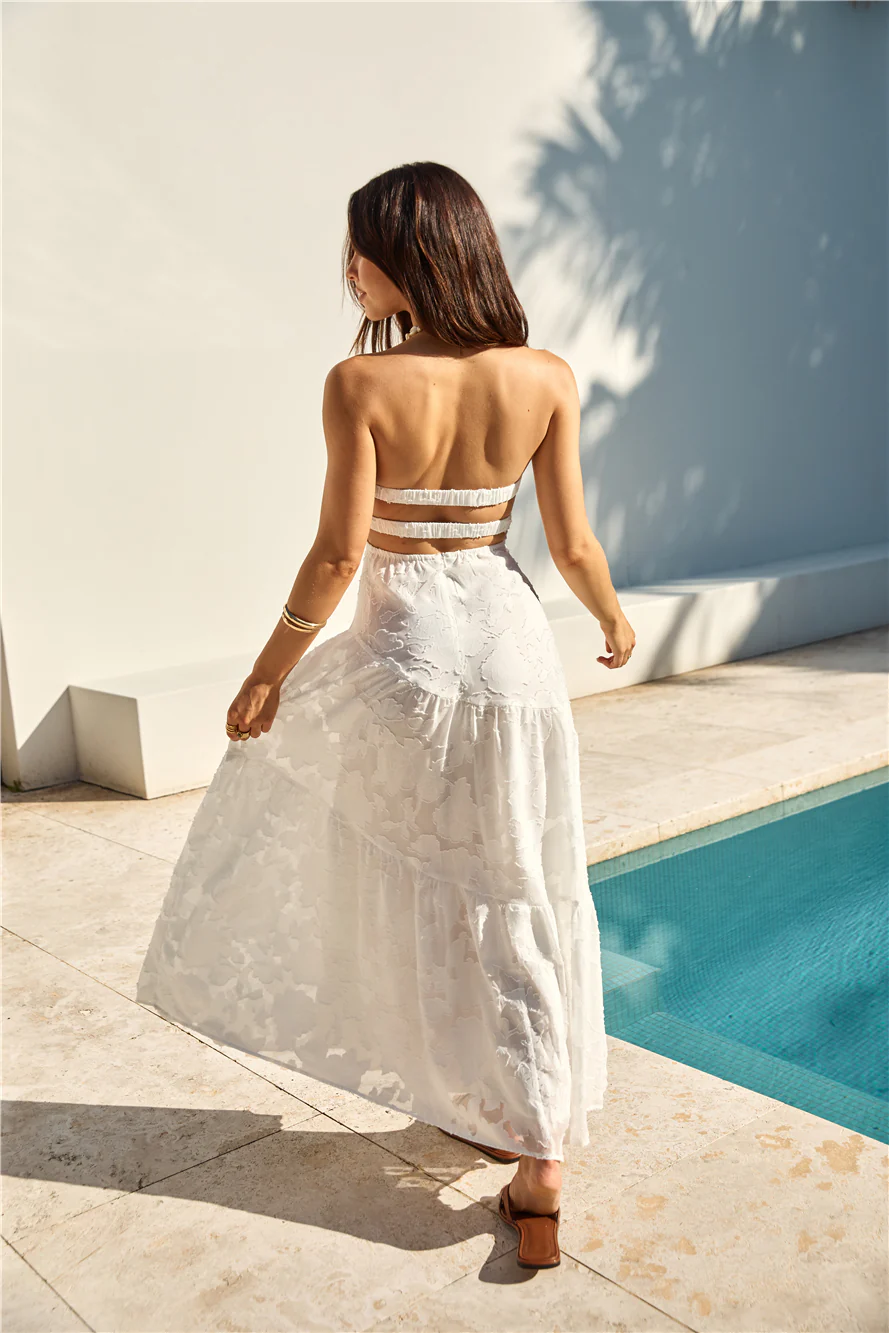 You and Me Strapless Maxi Dress White - luluinthesky