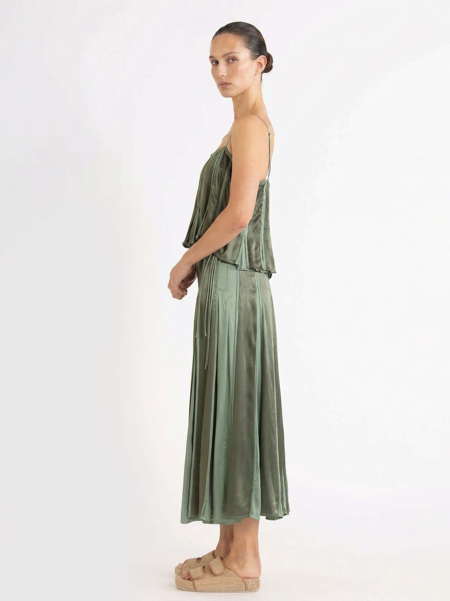 Sage Pleat Skirt