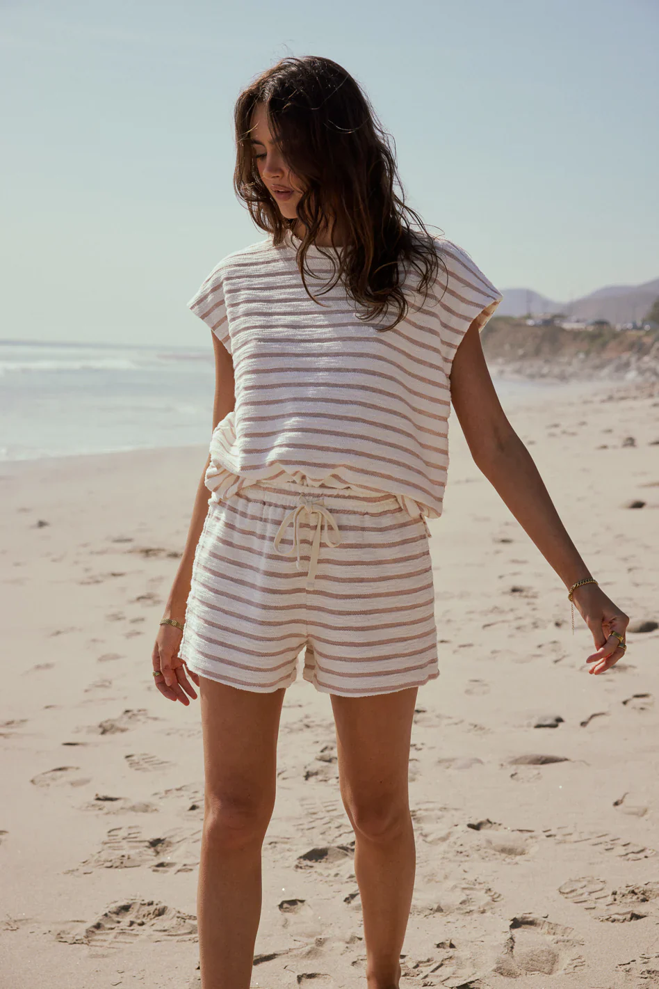Jessie Striped Top in Taupe