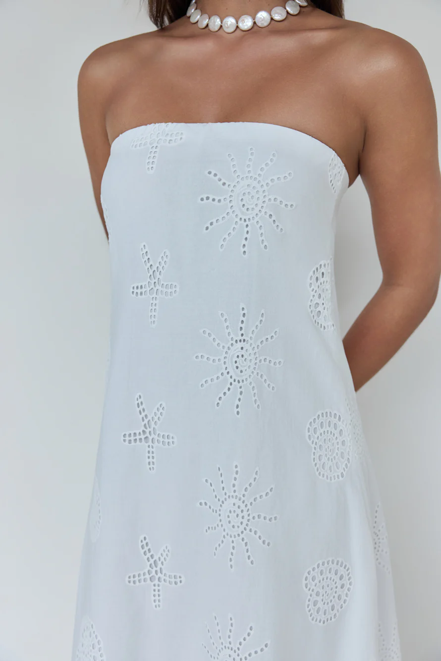 Heart To Heart Strapless Maxi Dress White - luluinthesky