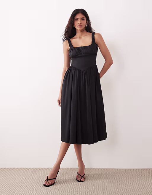 Gina Tricot corset midi dress in black