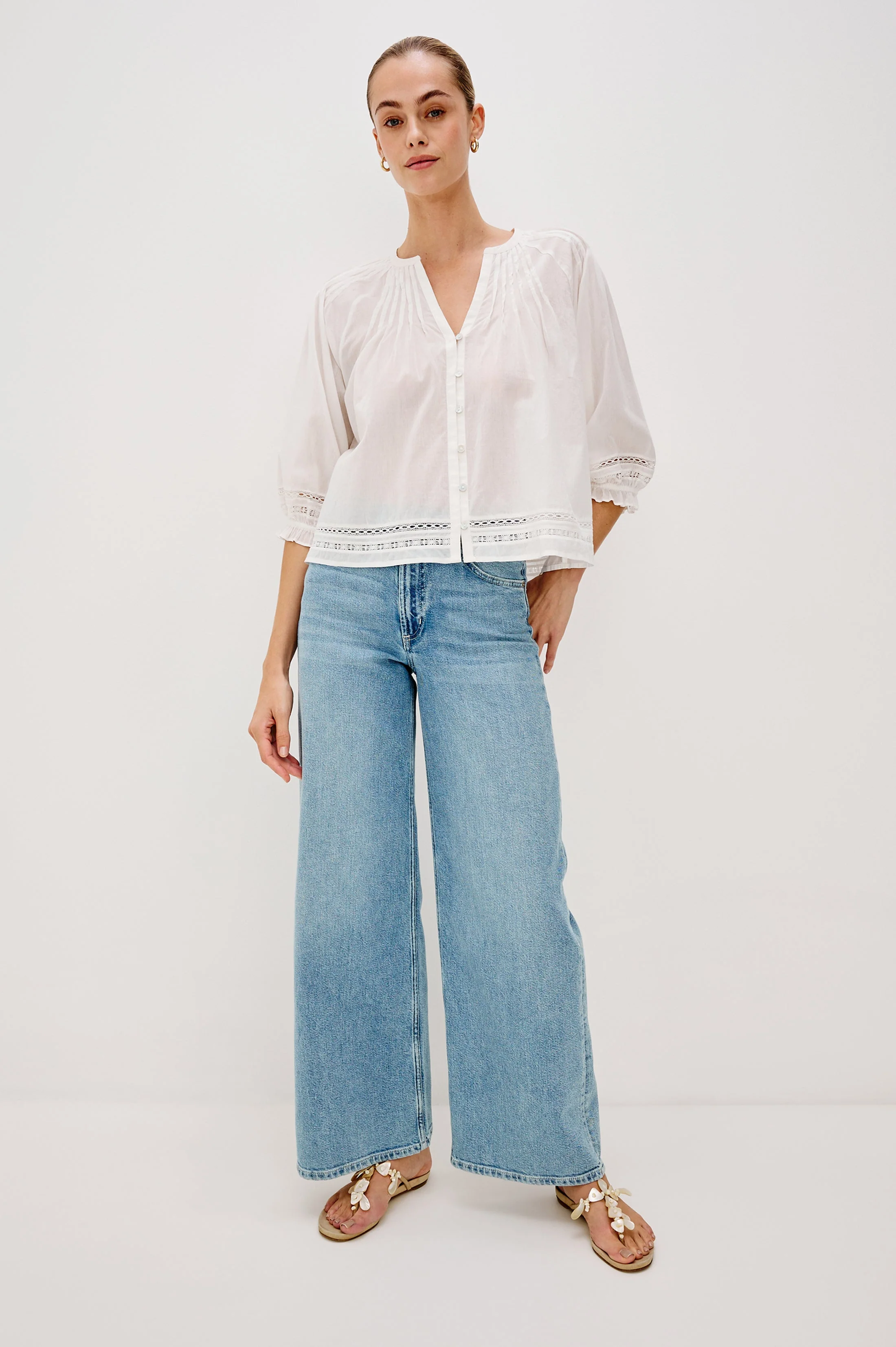 Lilah Top - White Lace Detail