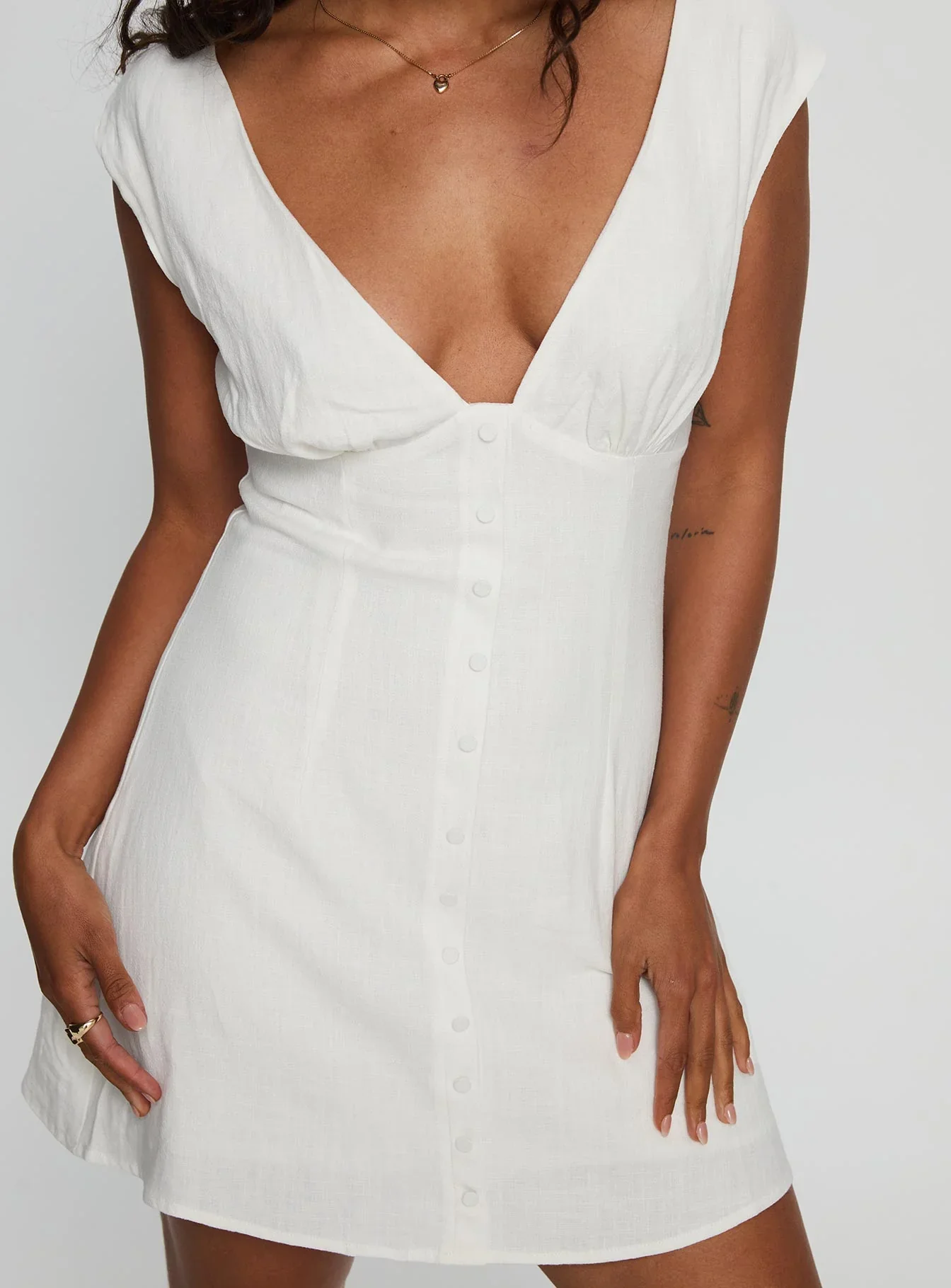 Lover Like Me Linen Mini Dress White - luluinthesky