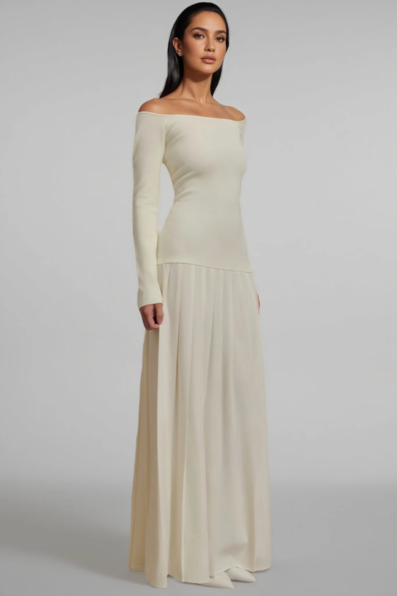 Kiva Pure Apricot Pleated Maxi Dress