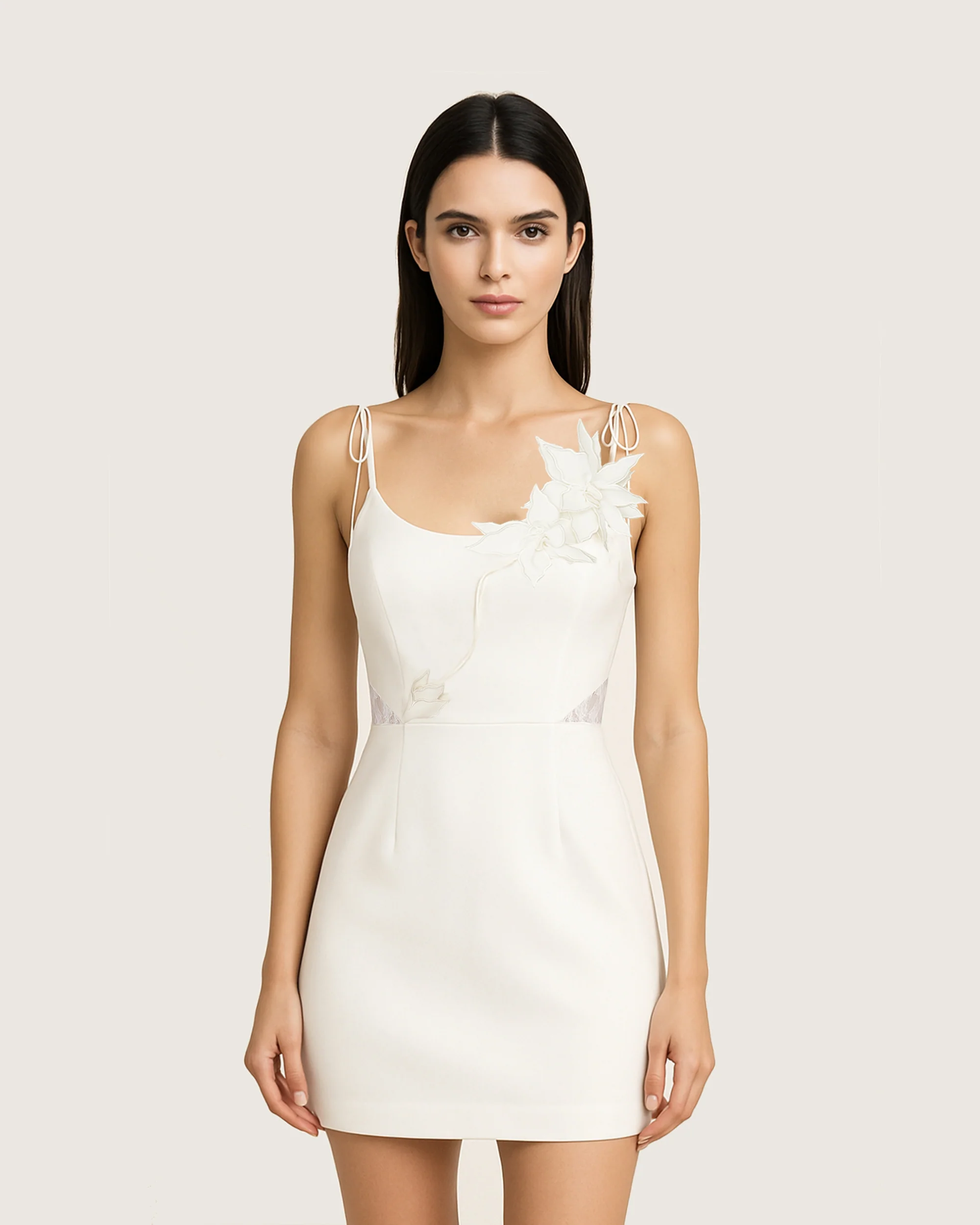 Floral Vine Tie Dress - White - FASHION NOB