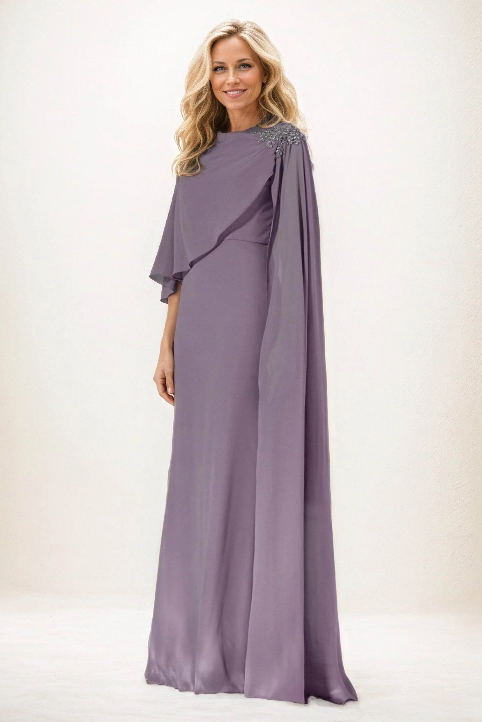 Sheath-Column Maxi Chiffon Mother of the Bride Dresses CM0388