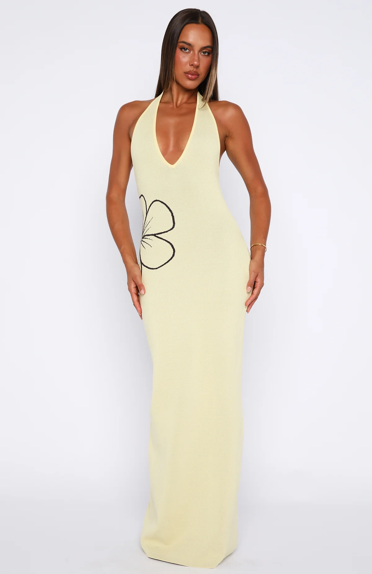 Baddie Era Knit Maxi Dress Lemon