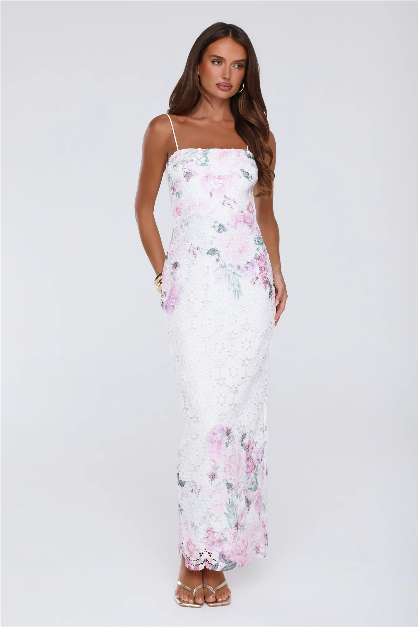 Wardrobe Flex Embroidered Maxi Dress White