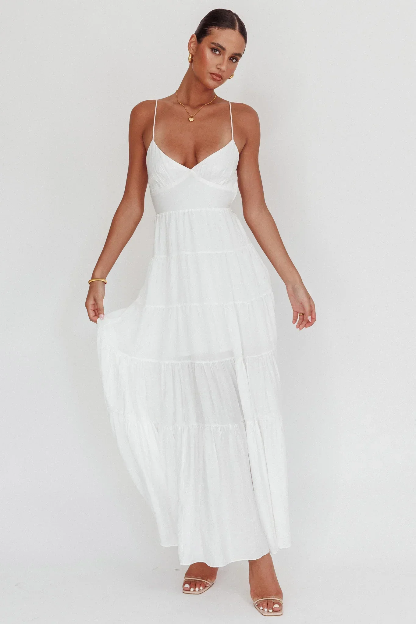 Main Attraction Cami Strap Maxi Dress White - luluinthesky