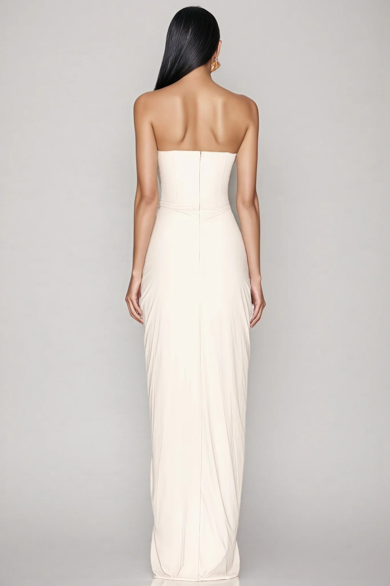 Tovarl White Plunge Fishbone Maxi Dress