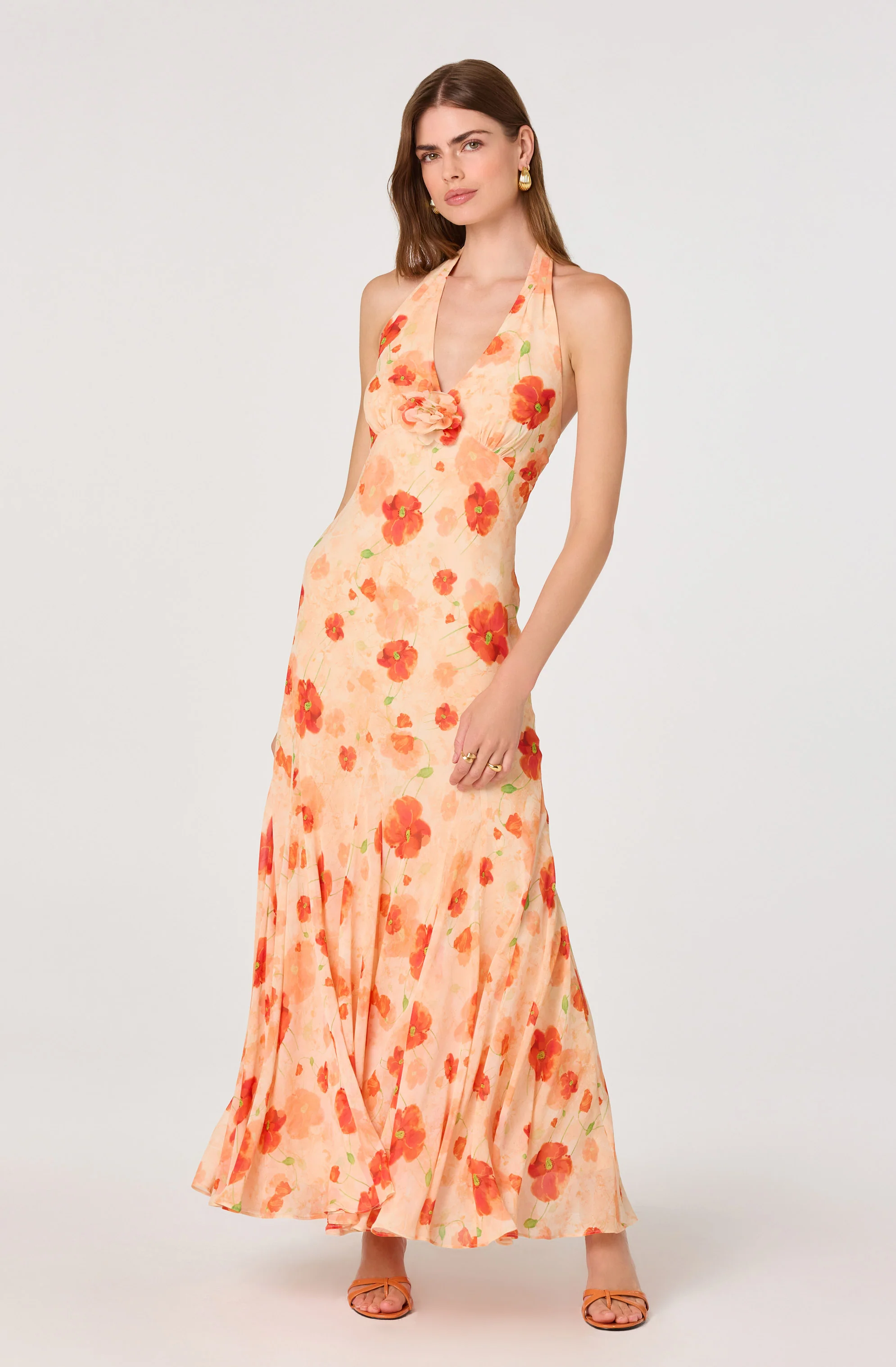 Yasmeen Floral Halter Godet Maxi Dress