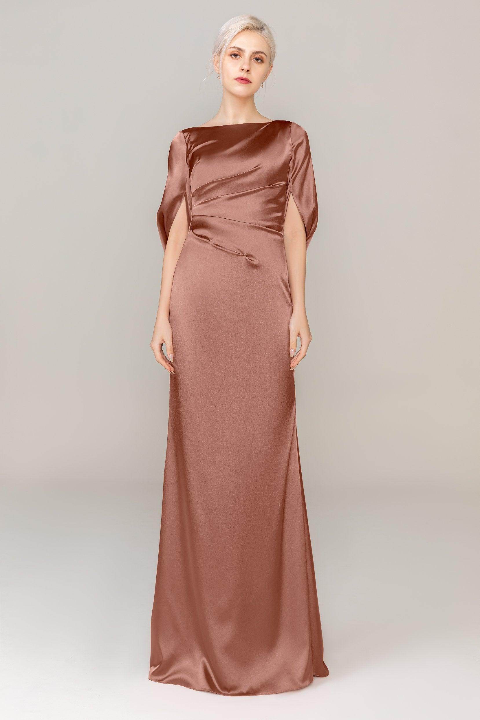Sheath Sweep Train Luxe Satin Dress CS0314