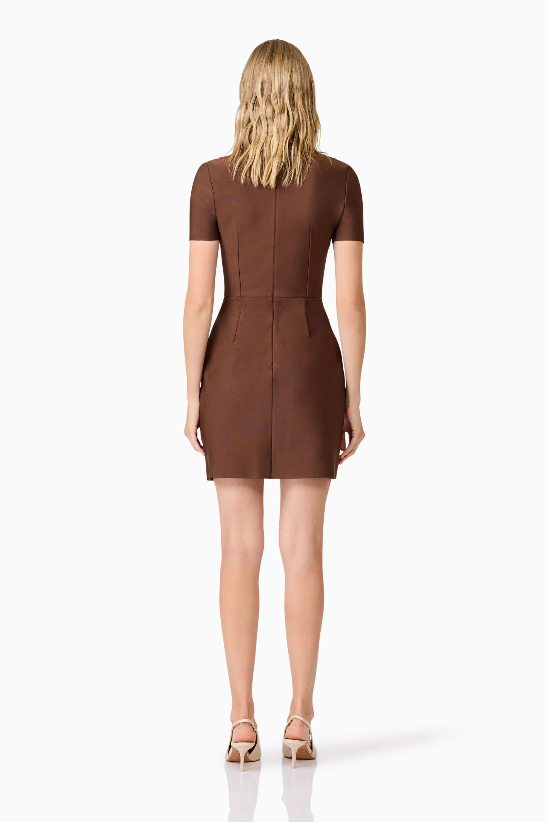 CURAAE Khloe Crepe Knit Mini Dress In Brown