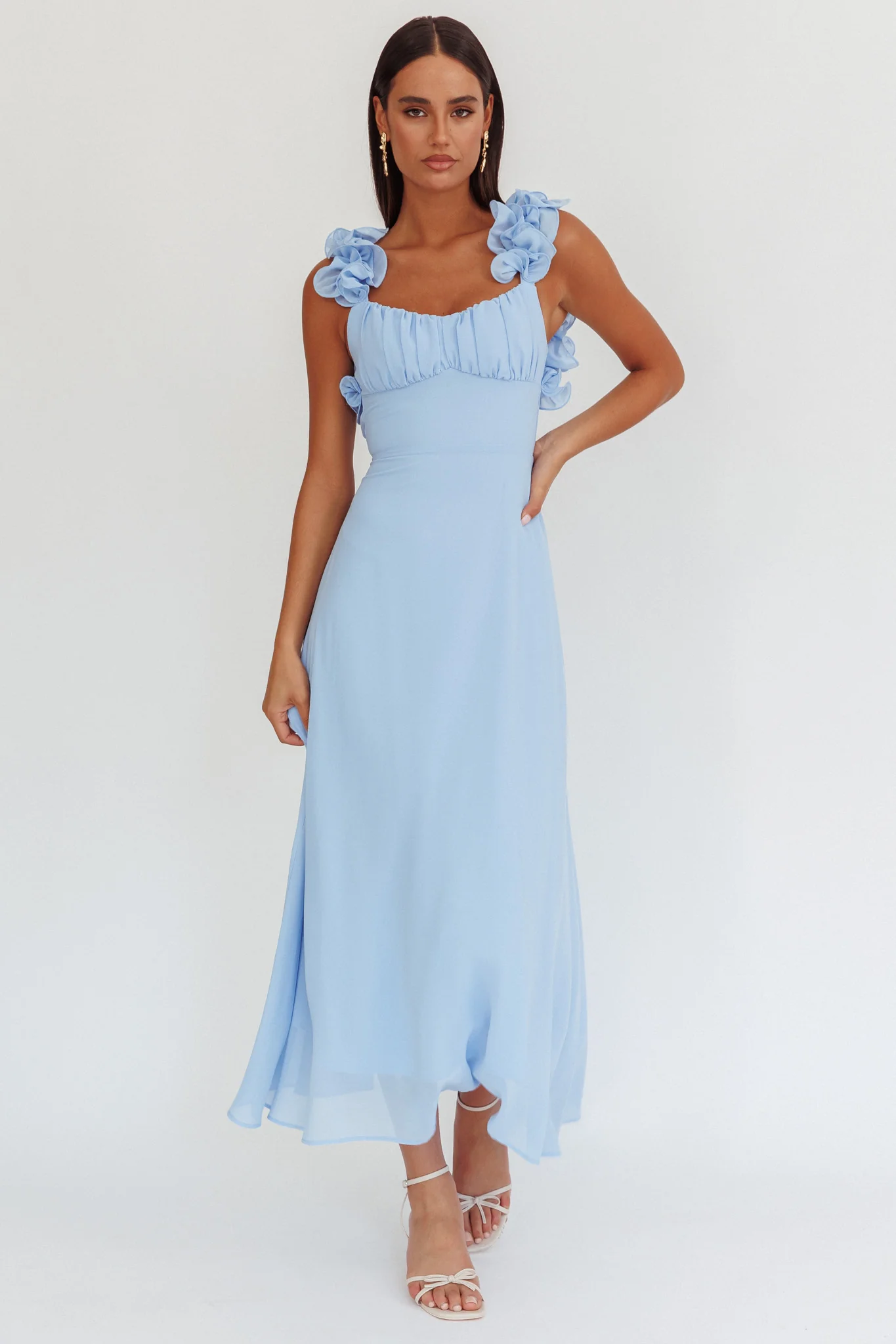 Eloquent Lace-Up Back Maxi Dress Blue