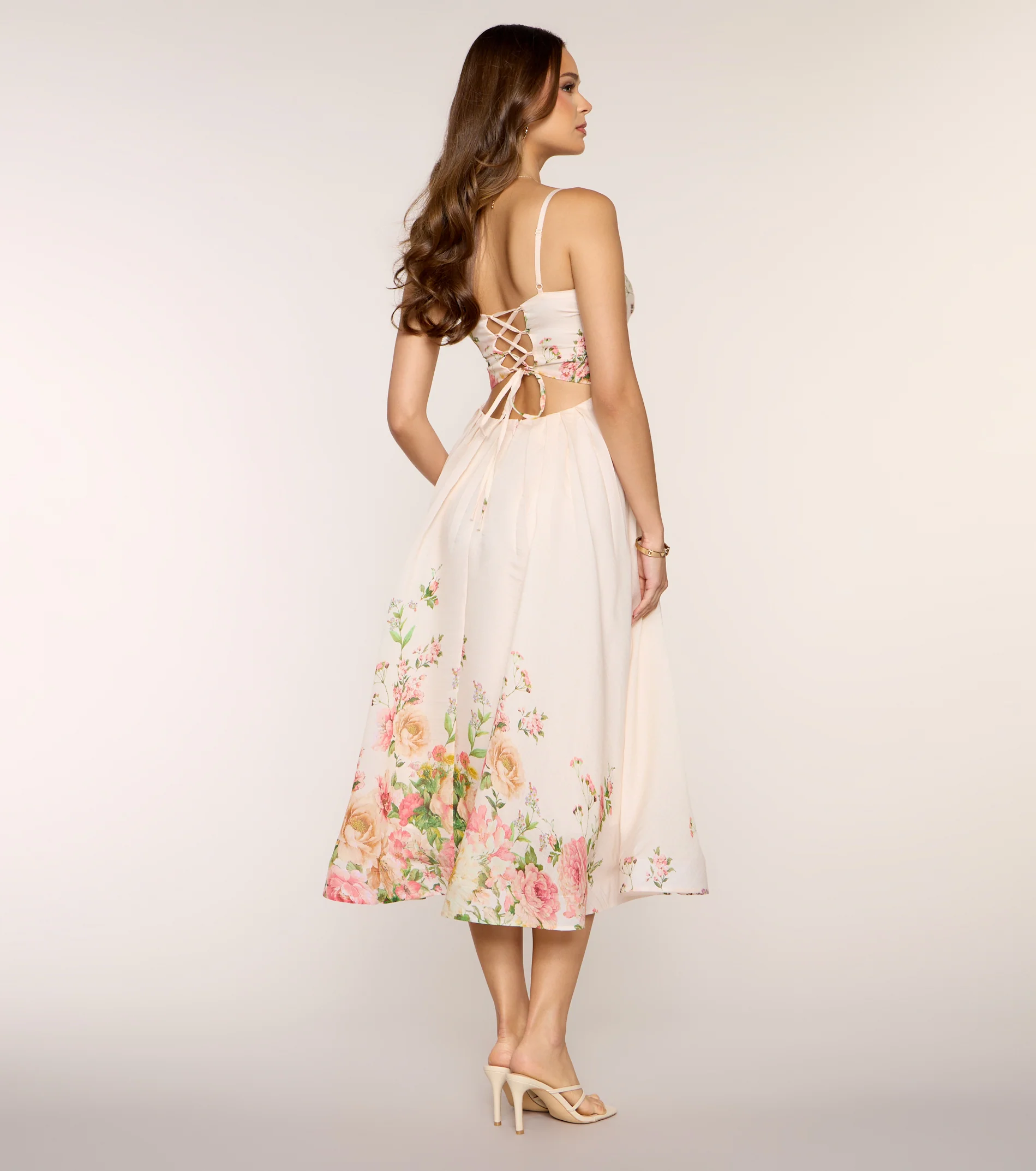 Courtney Floral Lace-Up Formal Dress