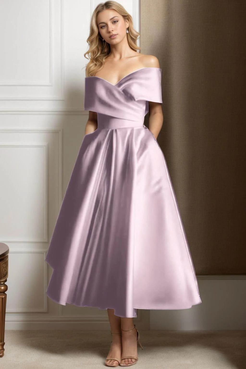 A-Line Ankle Length Satin Graduation Dresses CS0564