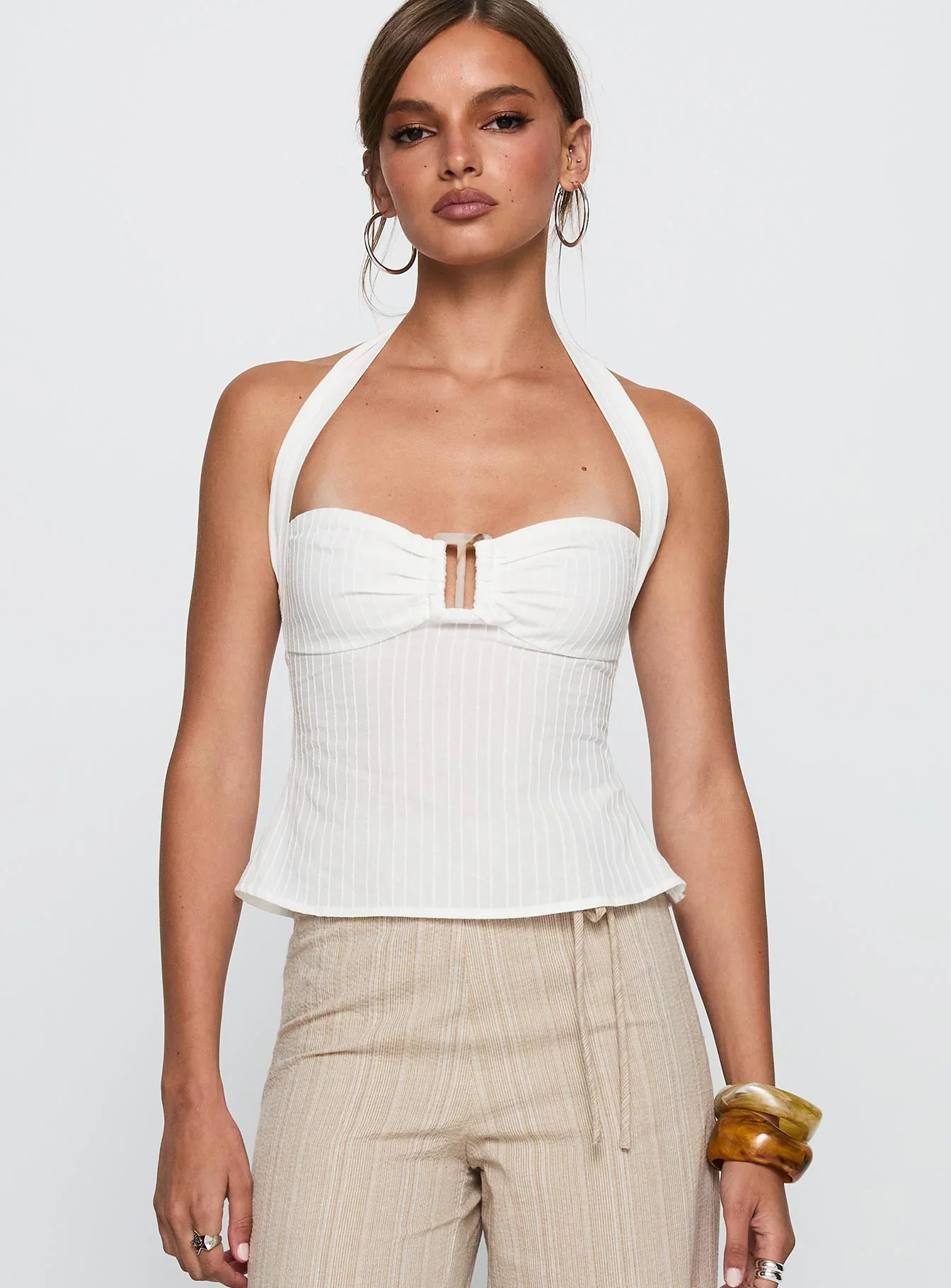 Isabetta Halter Top White