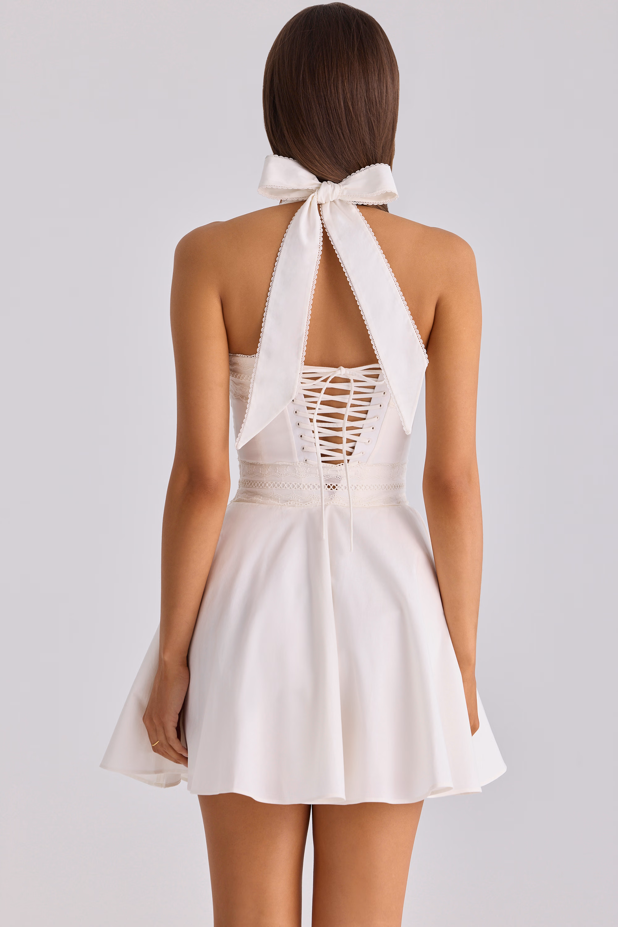 White Broderie Anglais + Colton Halter Neck Mini Dress