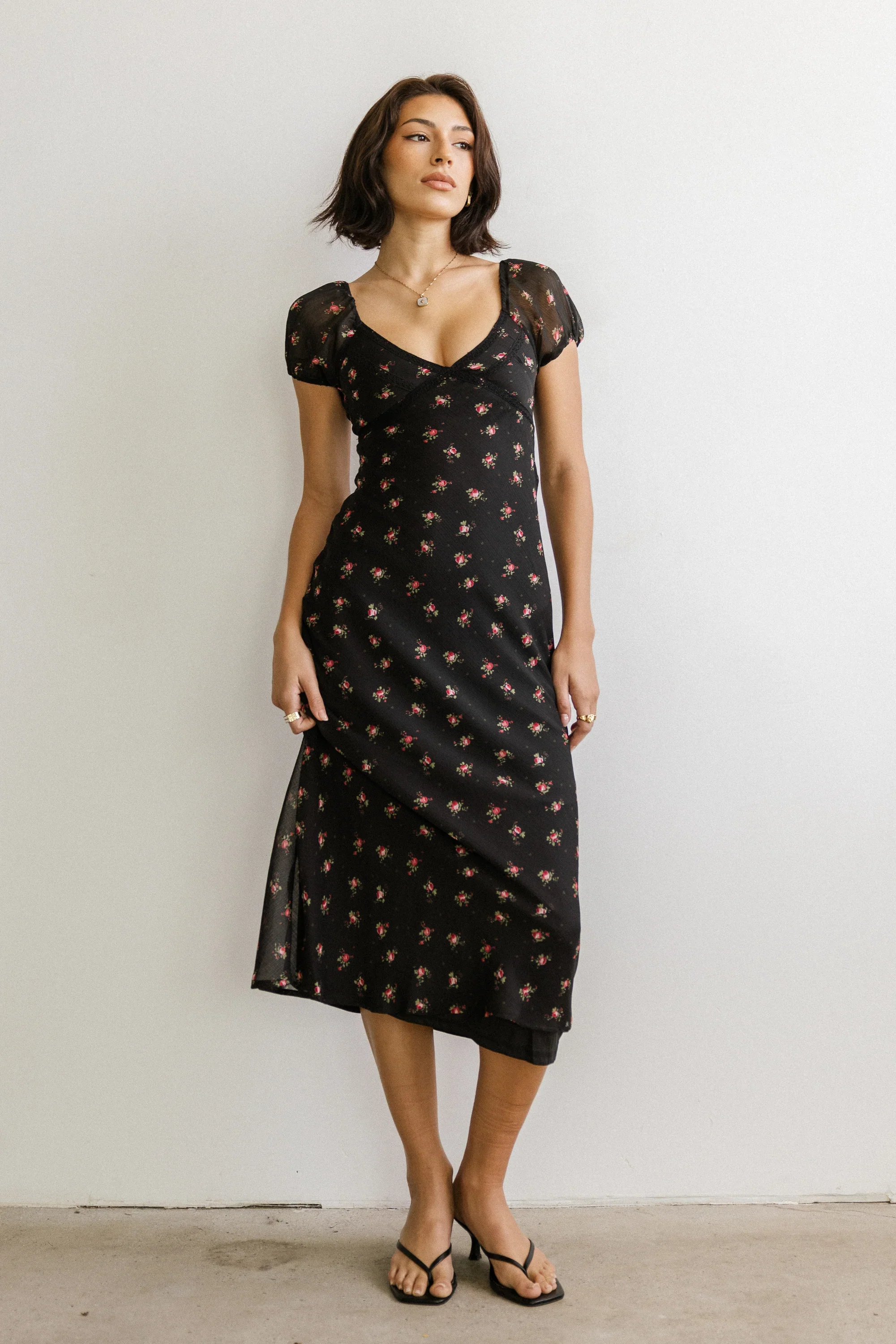 Cammie Floral Maxi Dress in Black