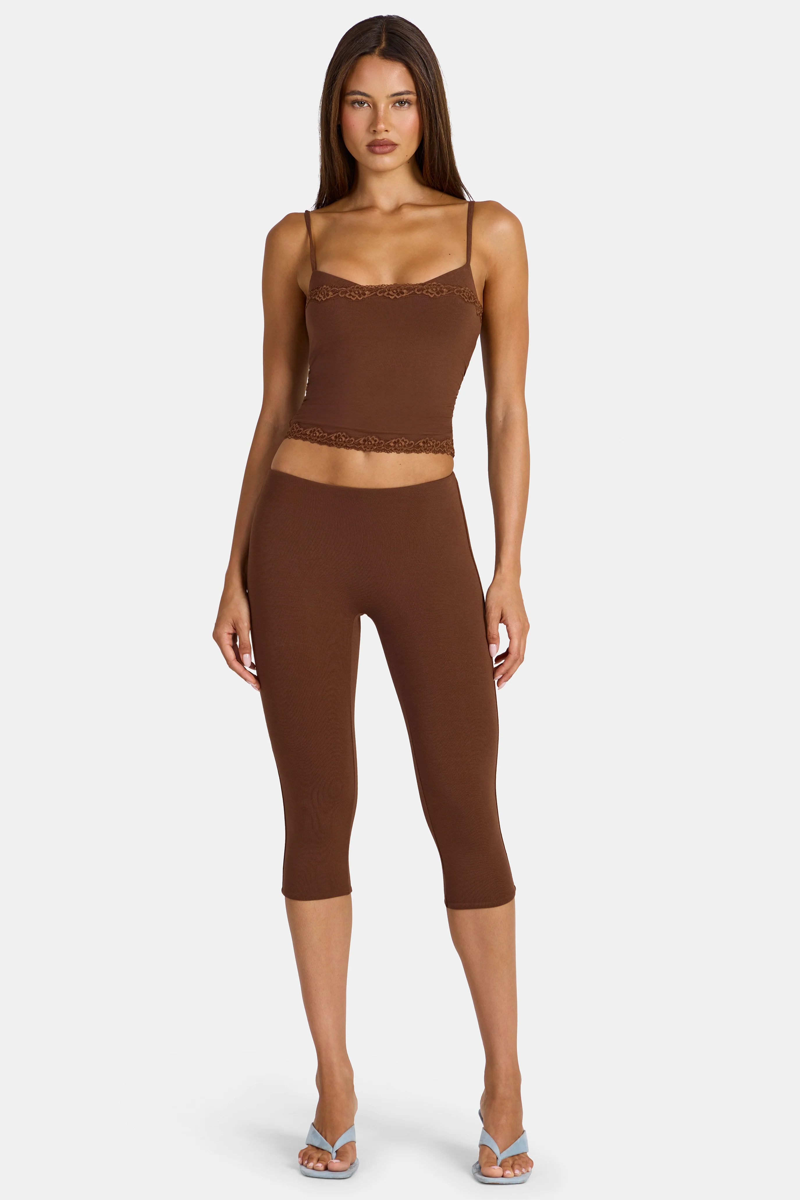 Modal Capri Leggings in Cocoa Brown