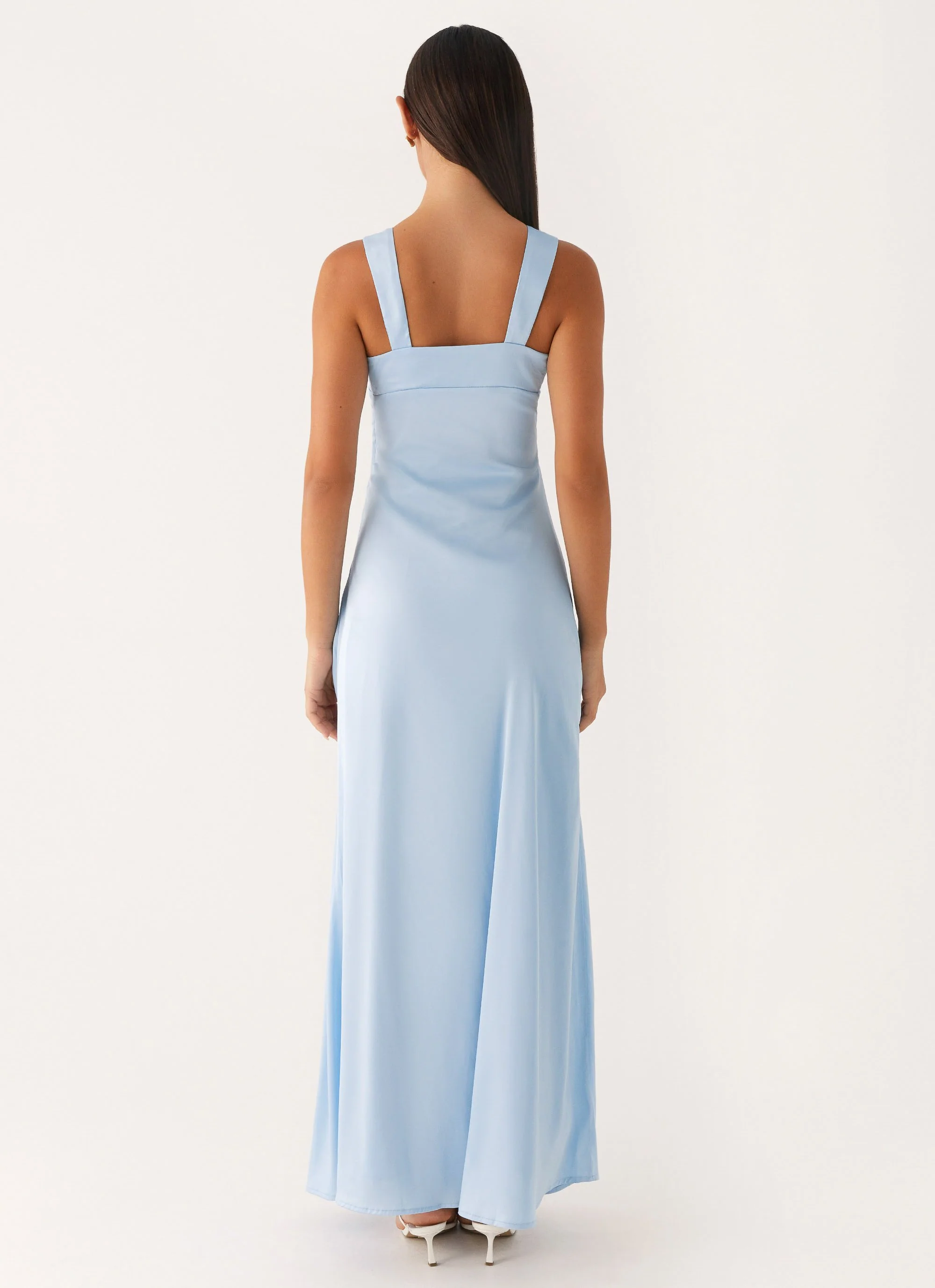 Odette Satin Maxi Dress - Blue - luluinthesky
