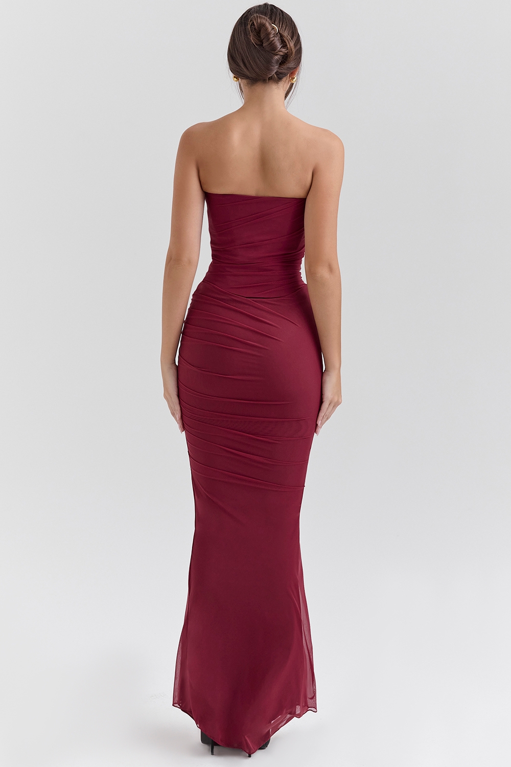 Cabernet Fluted Hem Mesh Maxi Skirt
