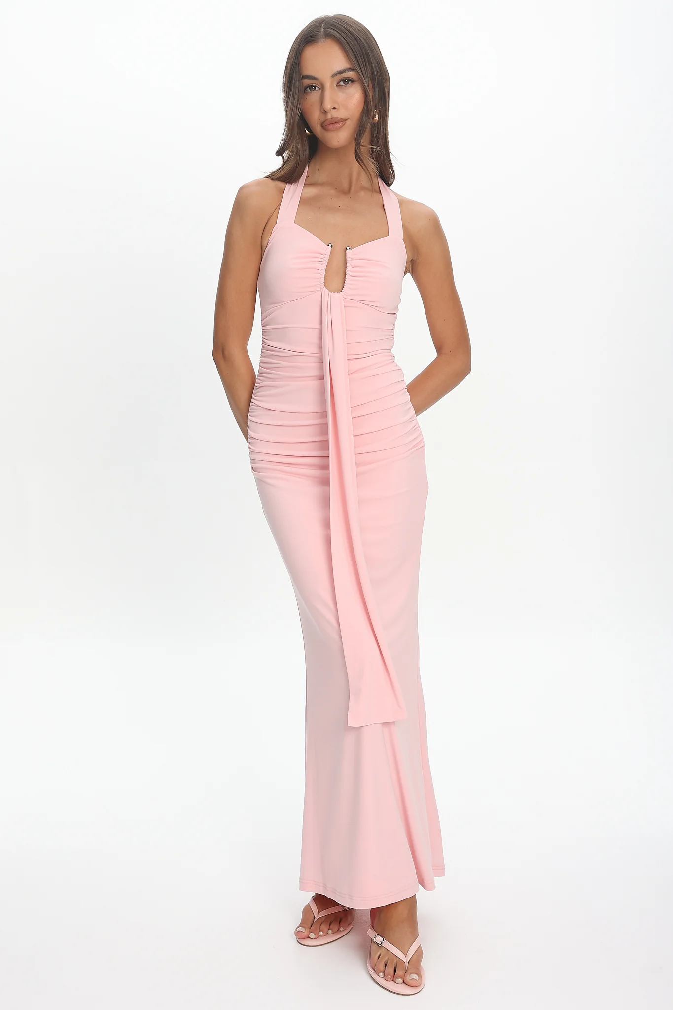 Opera Drape Bust Maxi Dress Pink