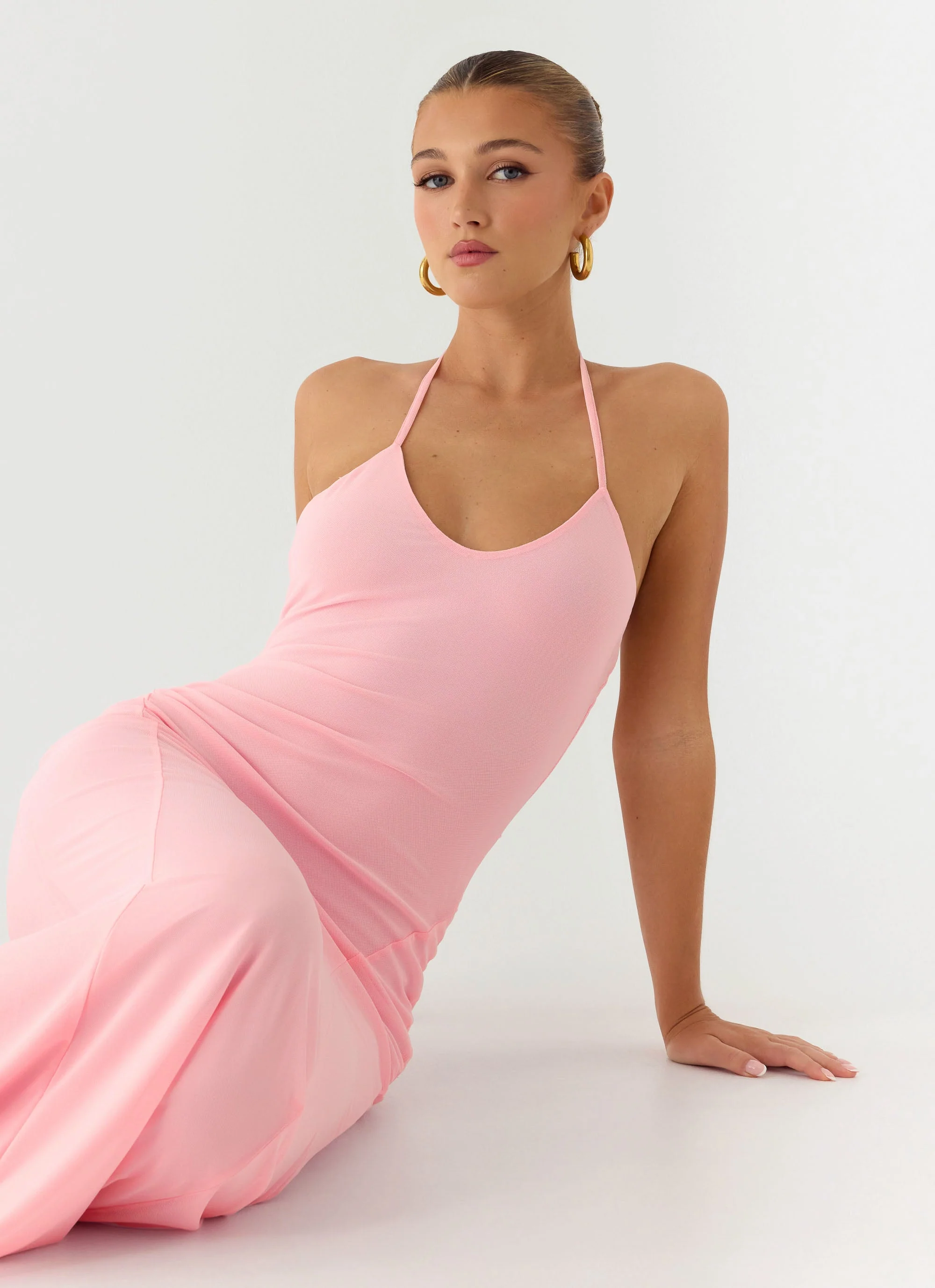 Jolin Halter Maxi Dress - Baby Pink - luluinthesky