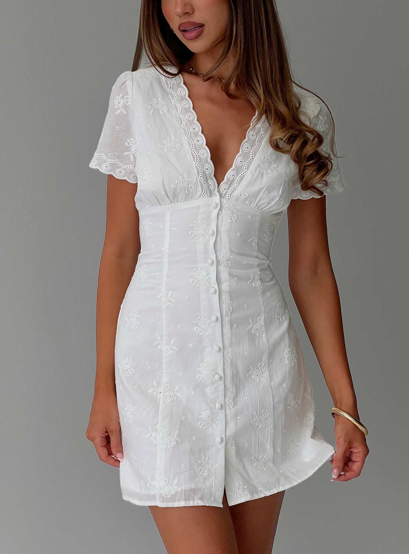 Emoree Anglaise Mini Dress White