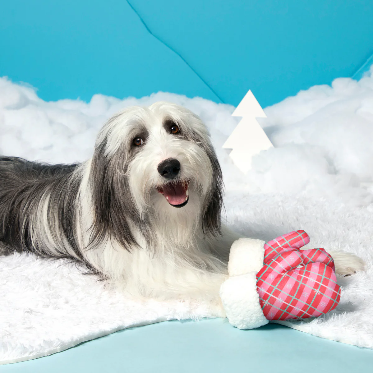 Barktic Mittens “Plaid Paw Warmers” Plush Tug Dog Toy