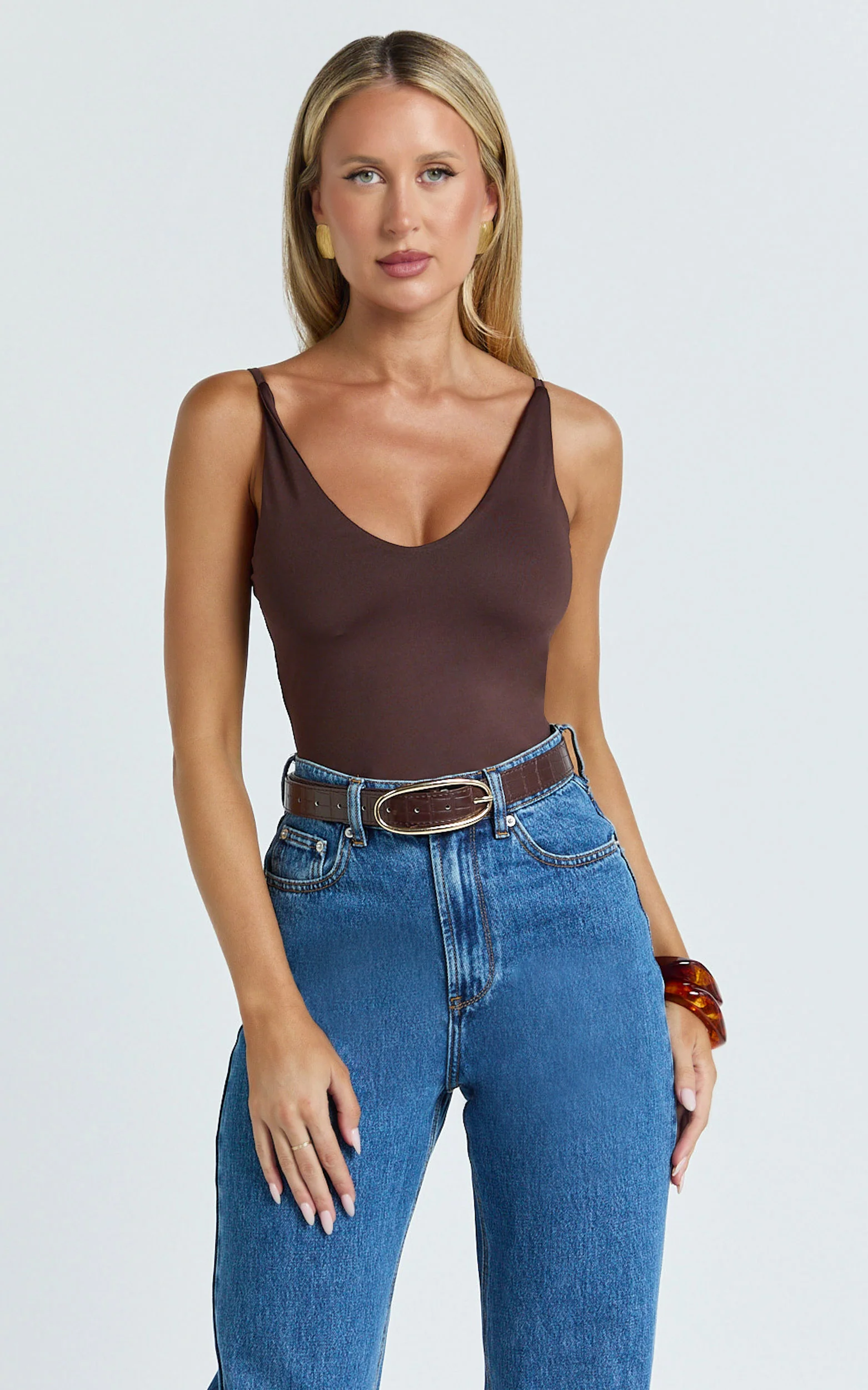 Cady Top - Scoop Neck Top in Chocolate