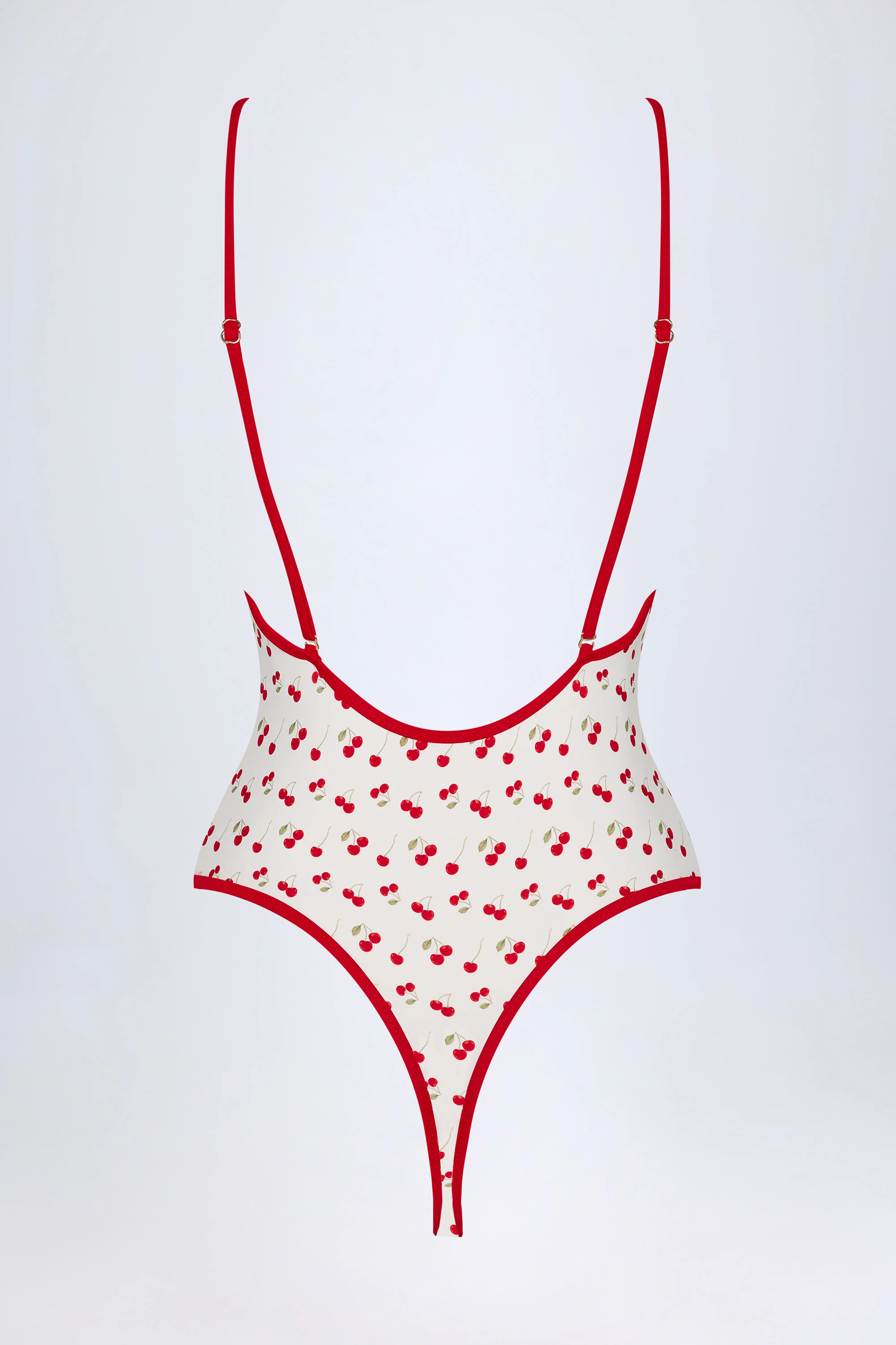 Charm-Detail Cross-Back Swimsuit in Cherry Print