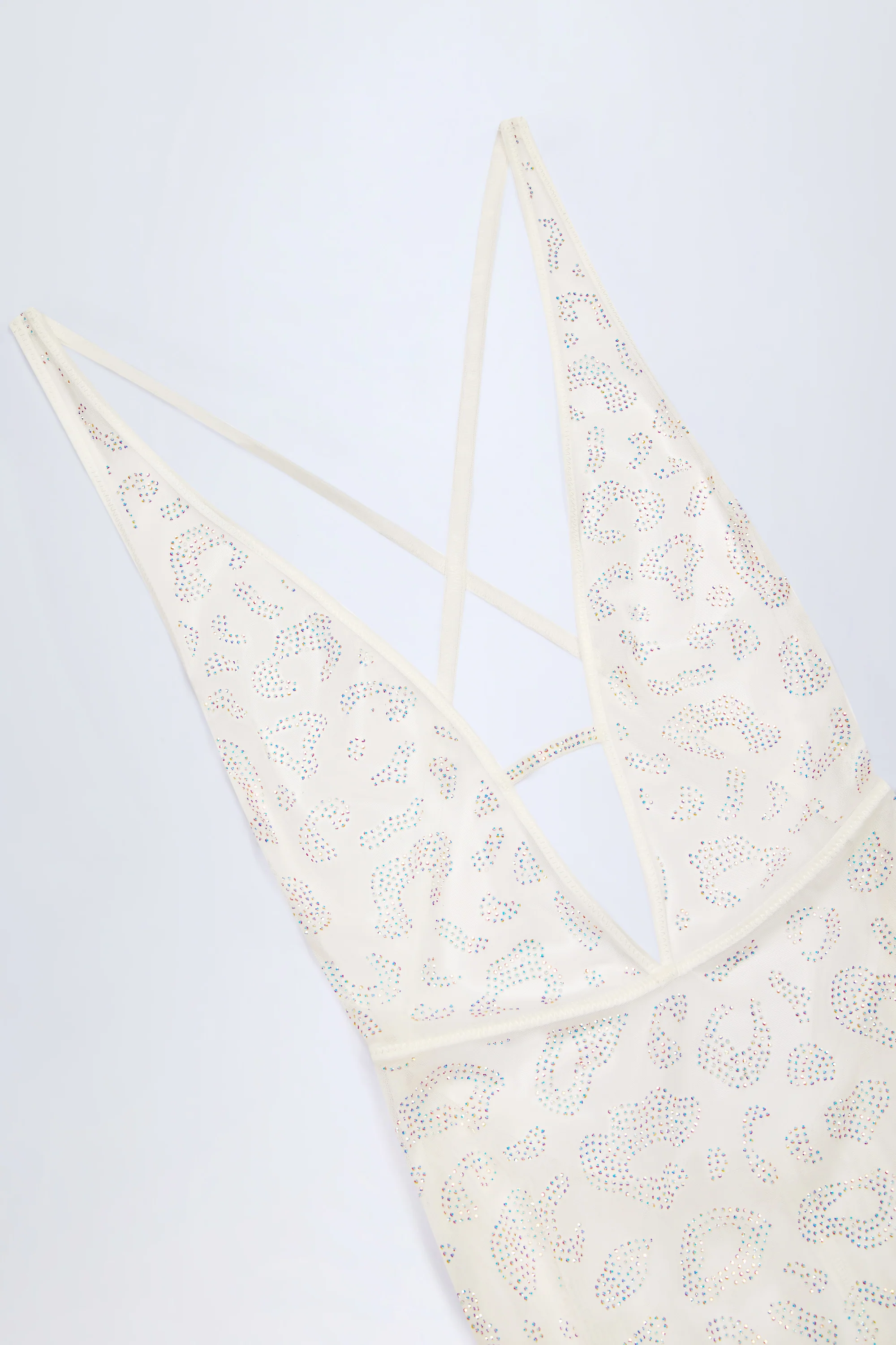 Embellished Backless Maxi Dress in White