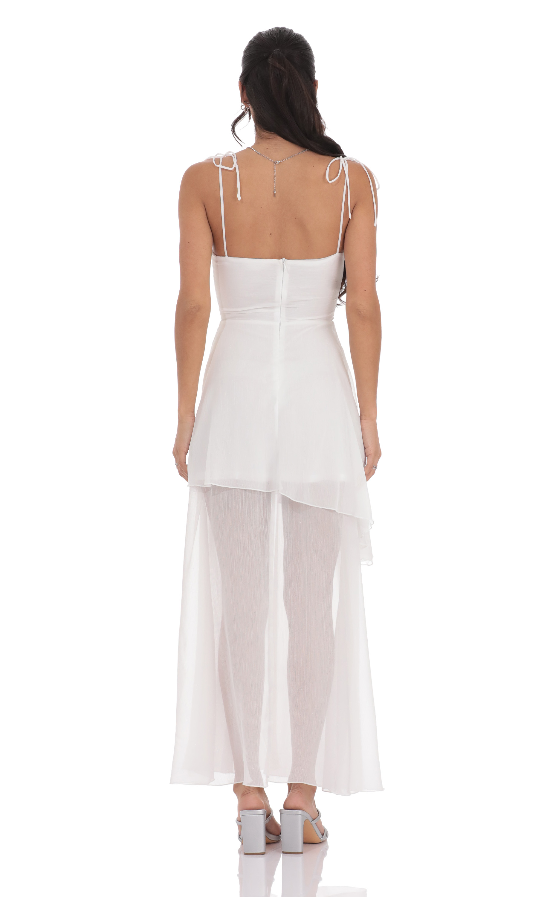 Flow Shimmer A-line Maxi Dress in White - luluinthesky