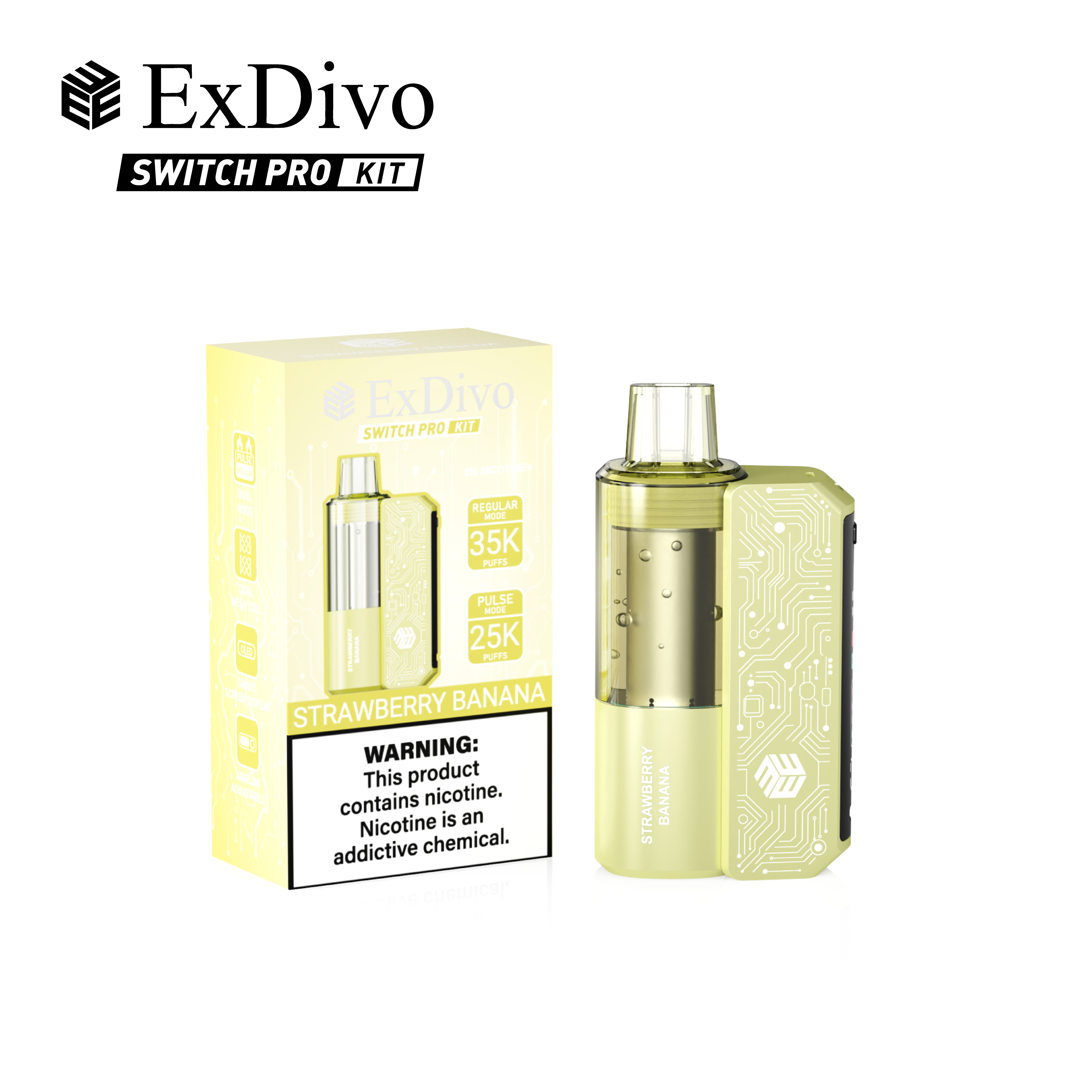 STRAWBERRY BANANA - ExDivo BRIGHT MIRROR 35K Replaceable VAPE kit