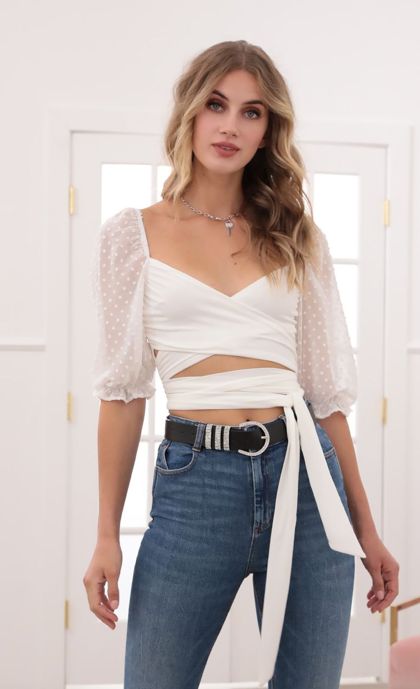 Puff Chiffon Wrap Top
