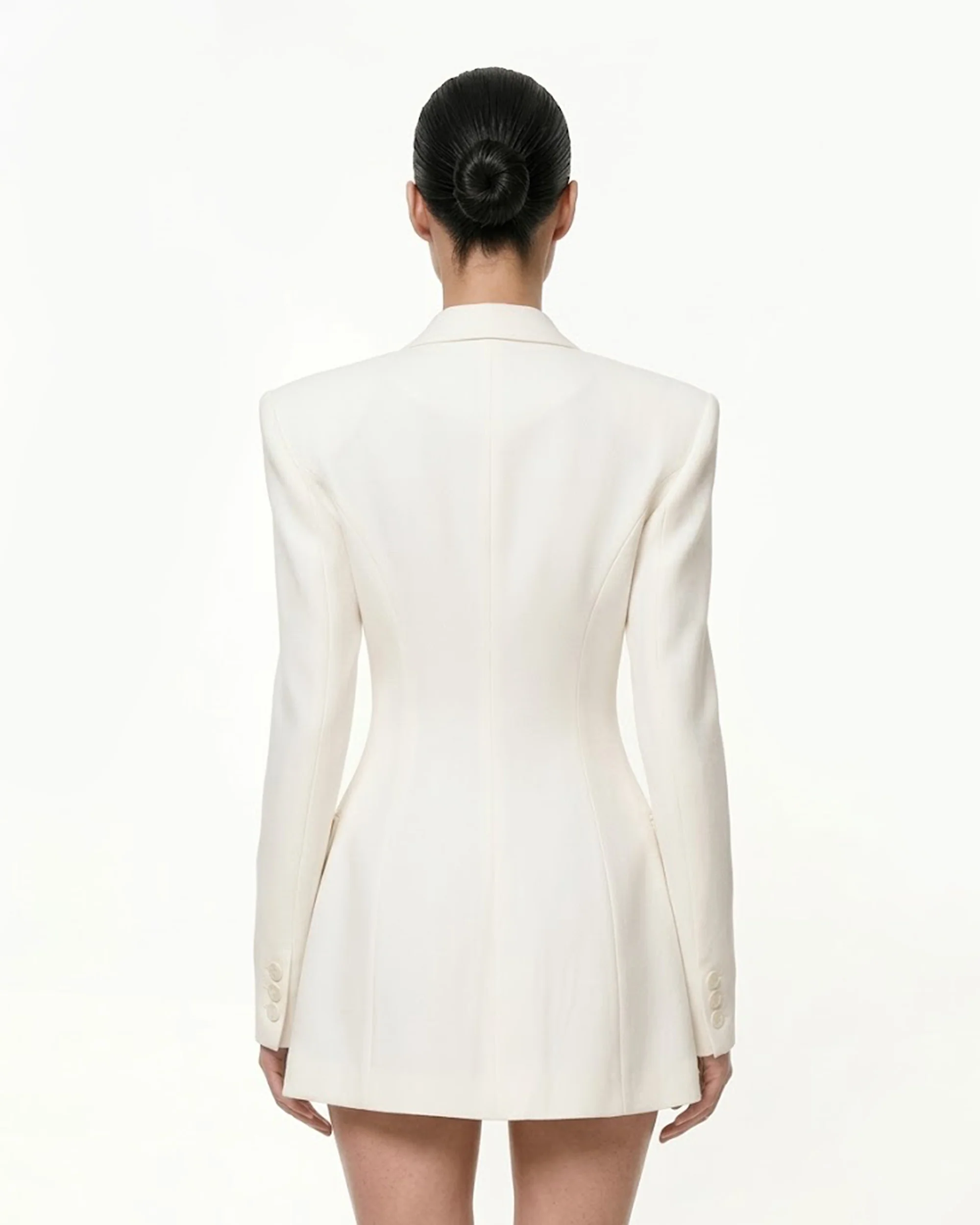 Iris Embroidery Hourglass Blazer - White