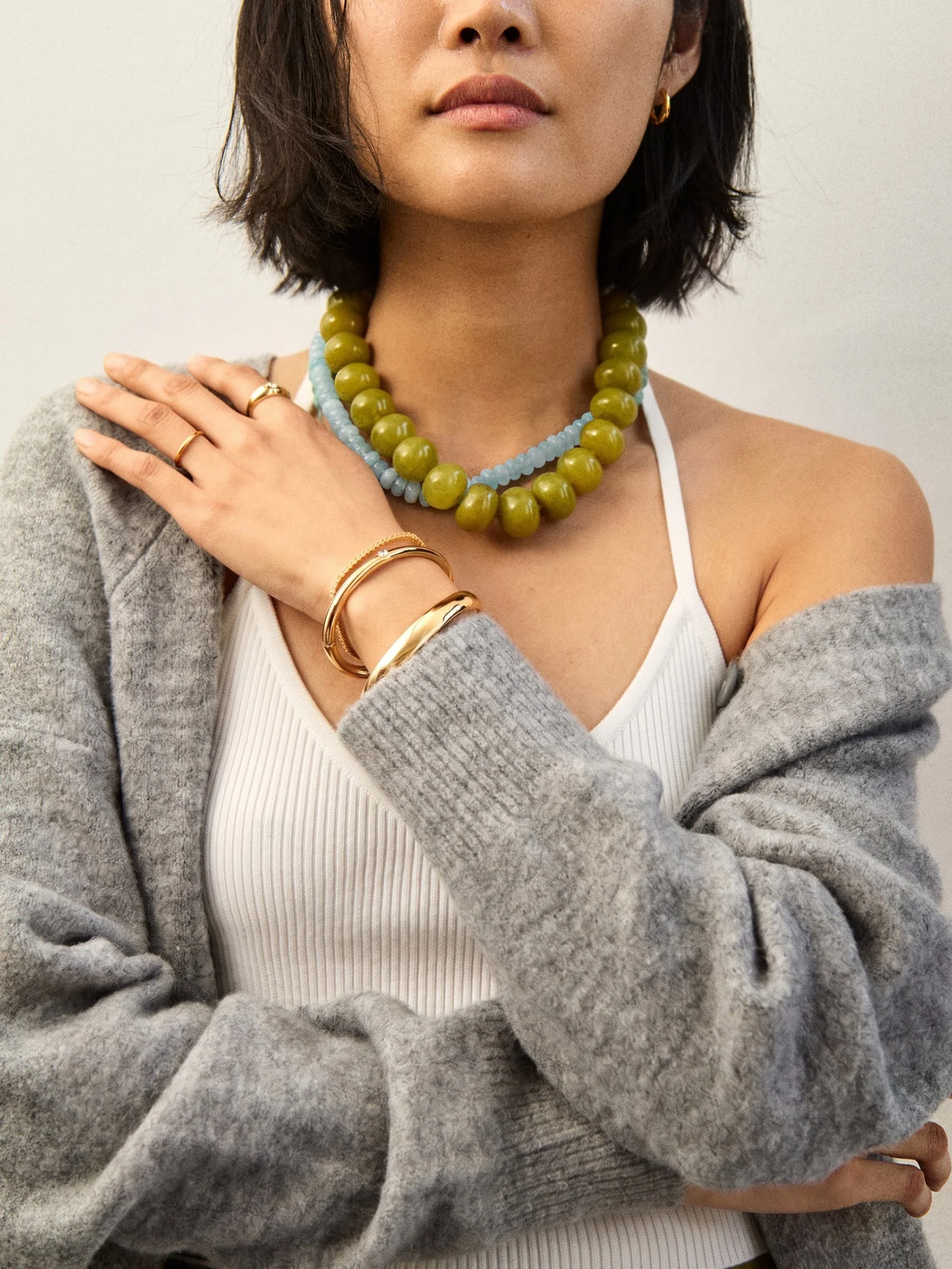 Joan Semi-Precious Necklace - Olive