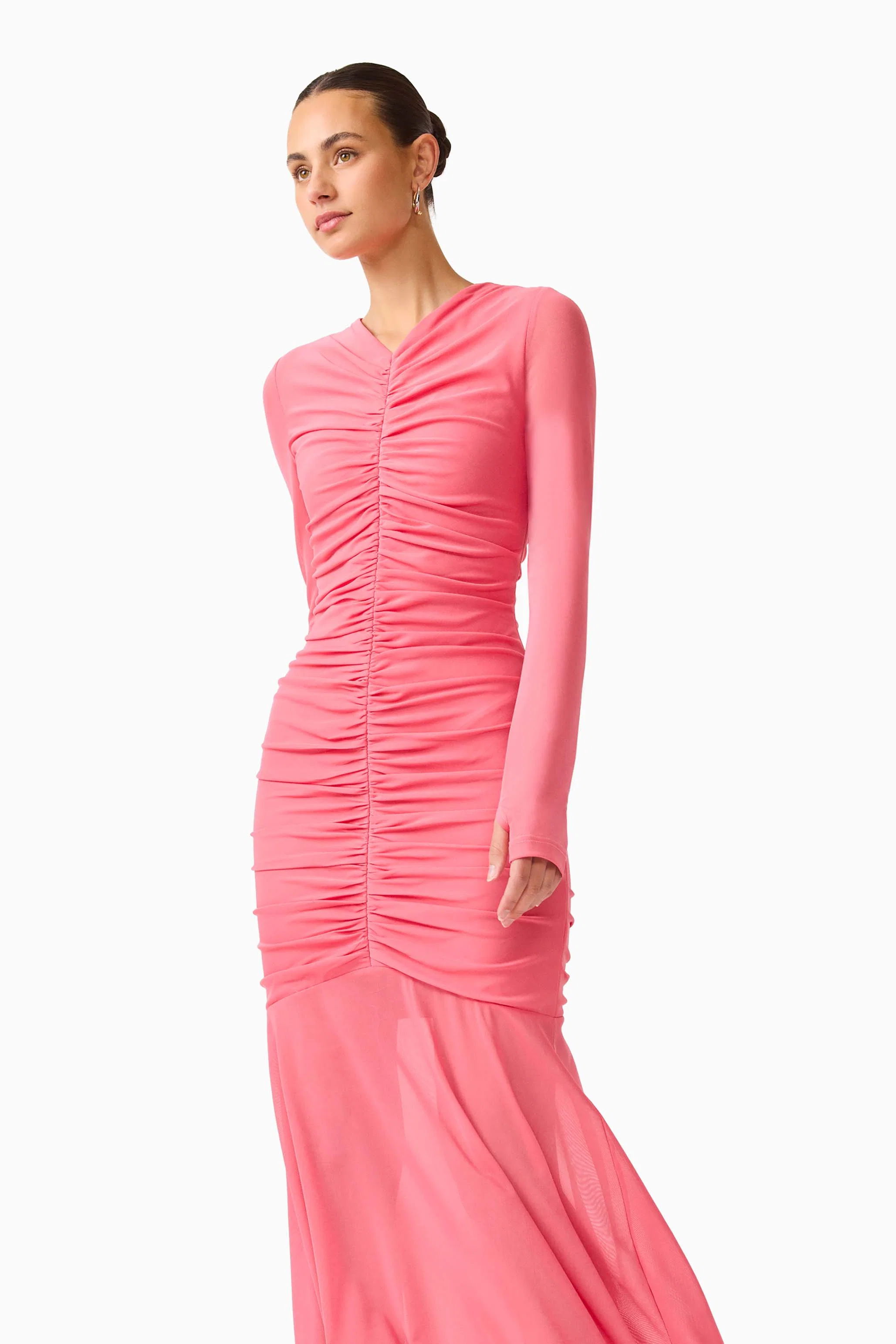 CURAAE Cleo Long Sleeve Maxi Dress in Pink