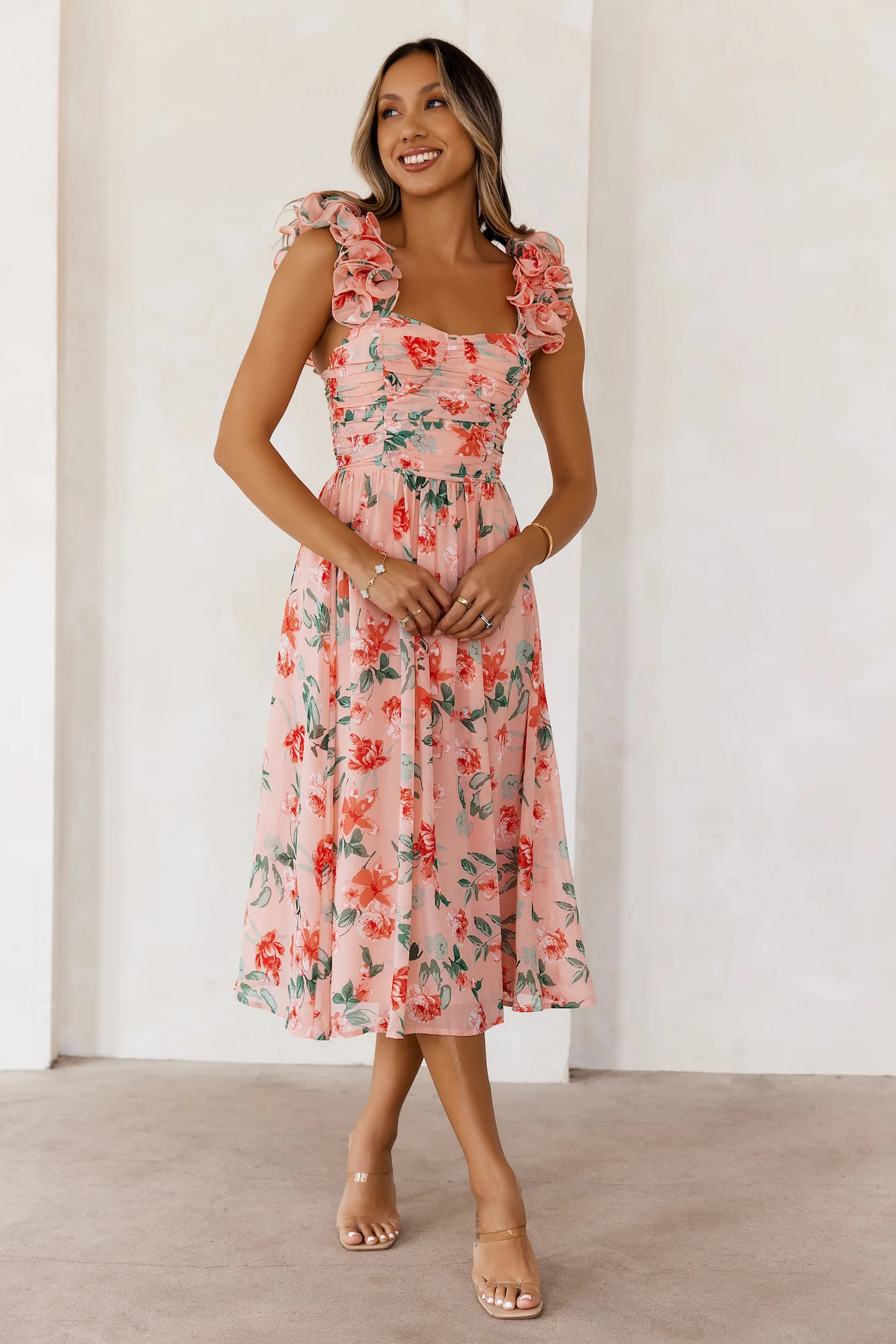 Enchanted Eden Midi Dress Pink