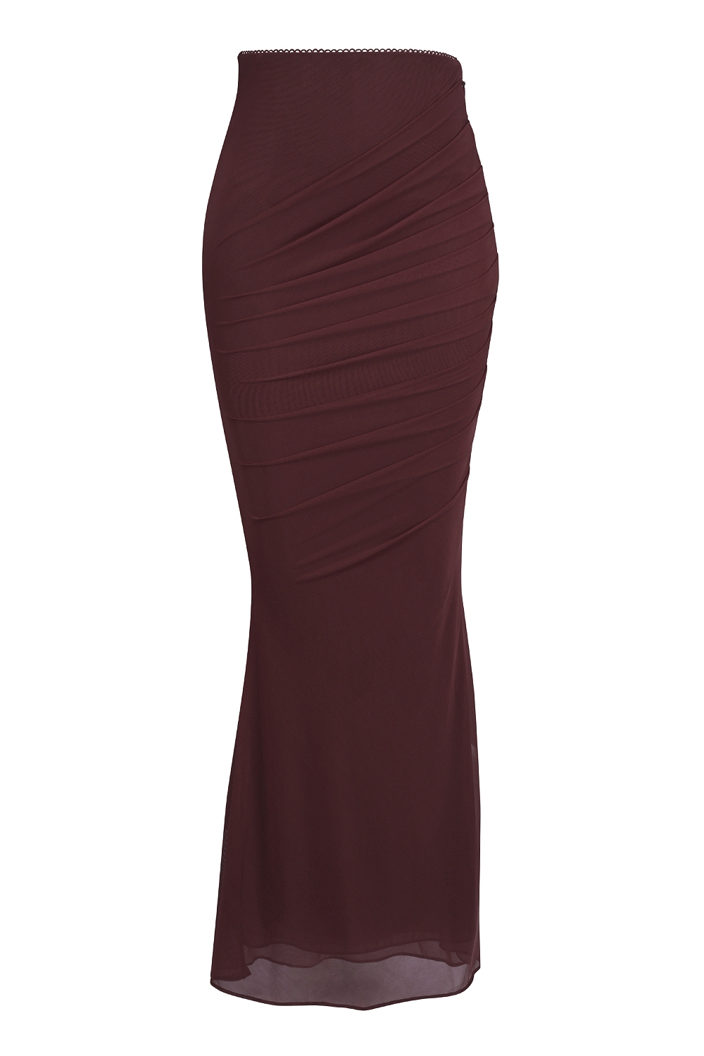 Cabernet Fluted Hem Mesh Maxi Skirt