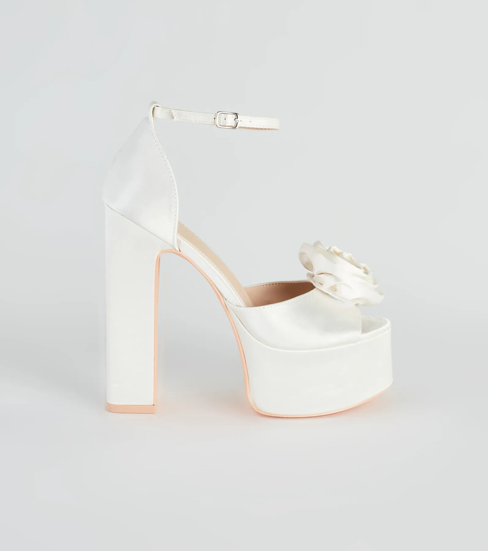 Fashion Strut Satin Rose Platform Heels