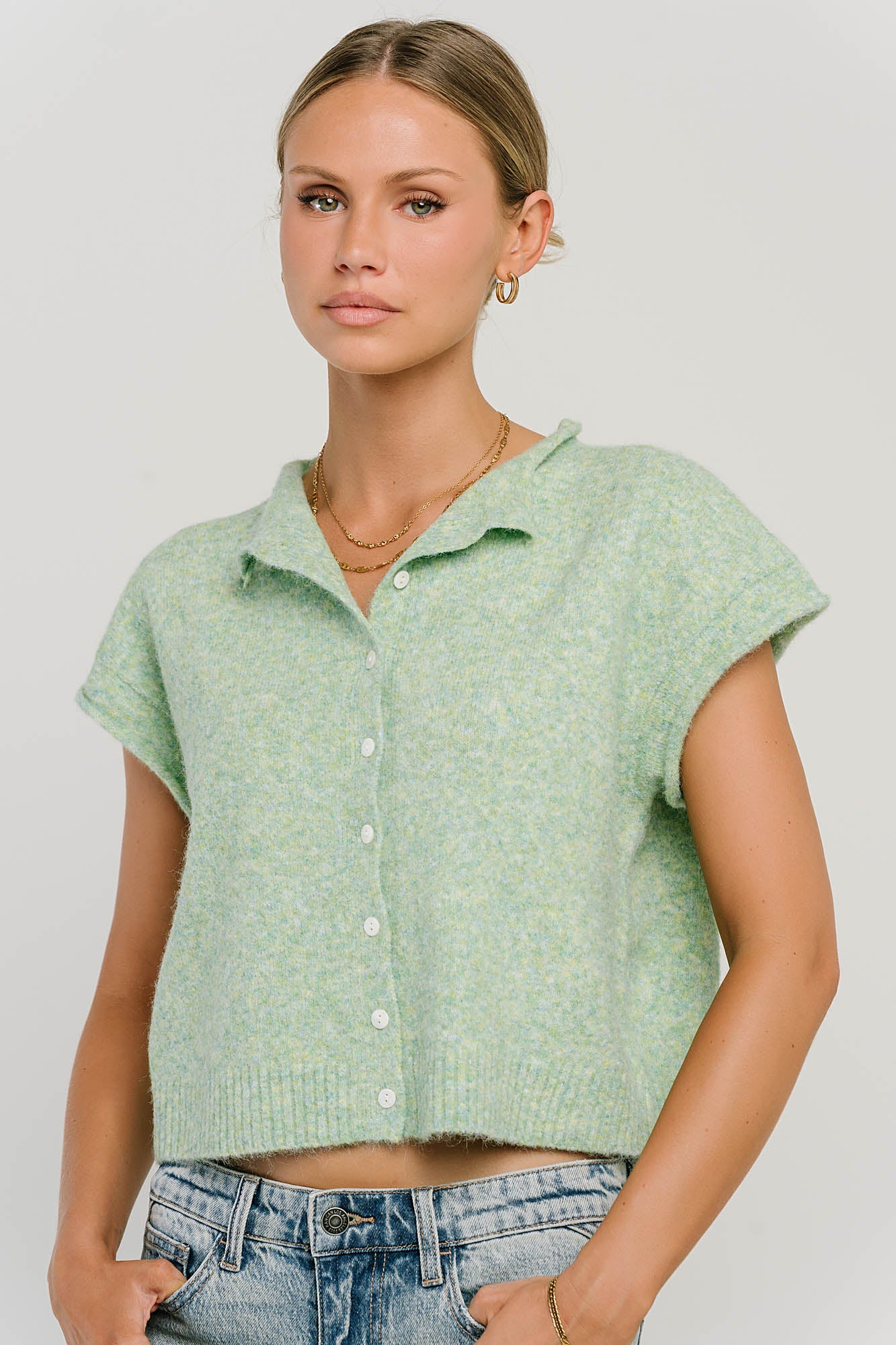 Percey Knit Cardigan in Seafoam