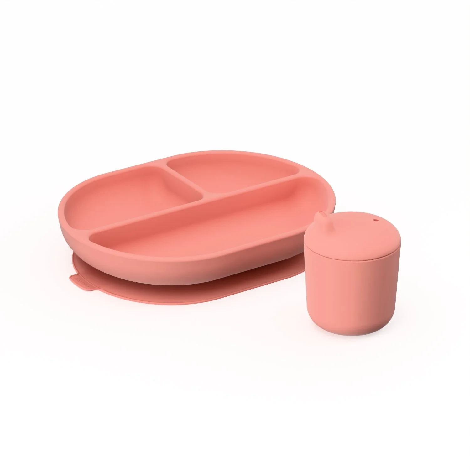 Vogeelle Duo Divided Suction Plate & Sippy Cup - Coral