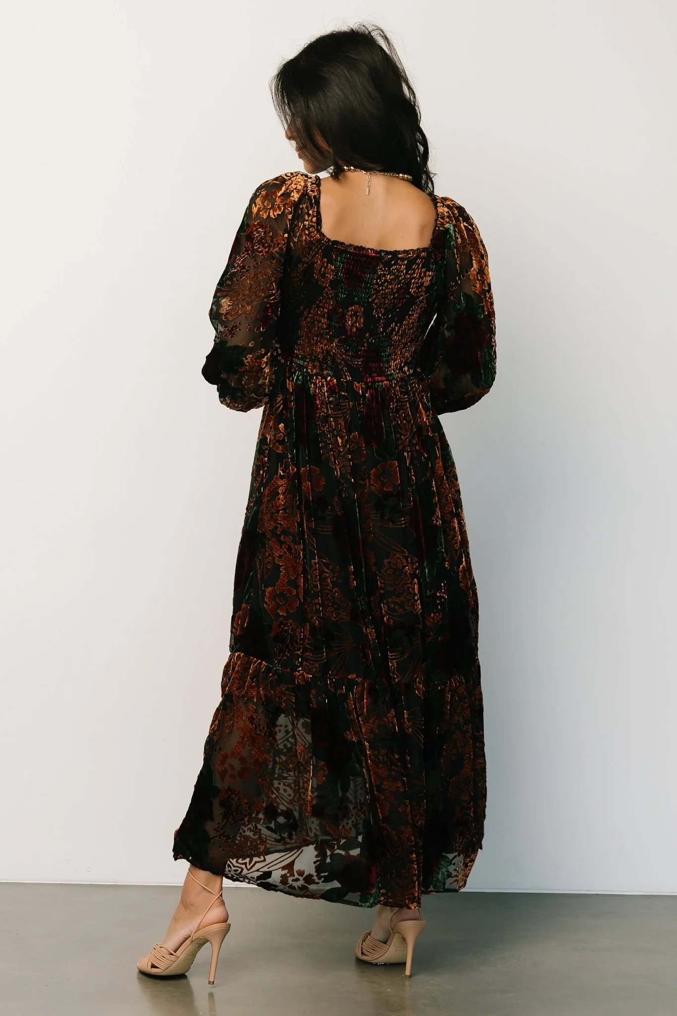 Marlow Velvet Embossed Dress | Black Multi