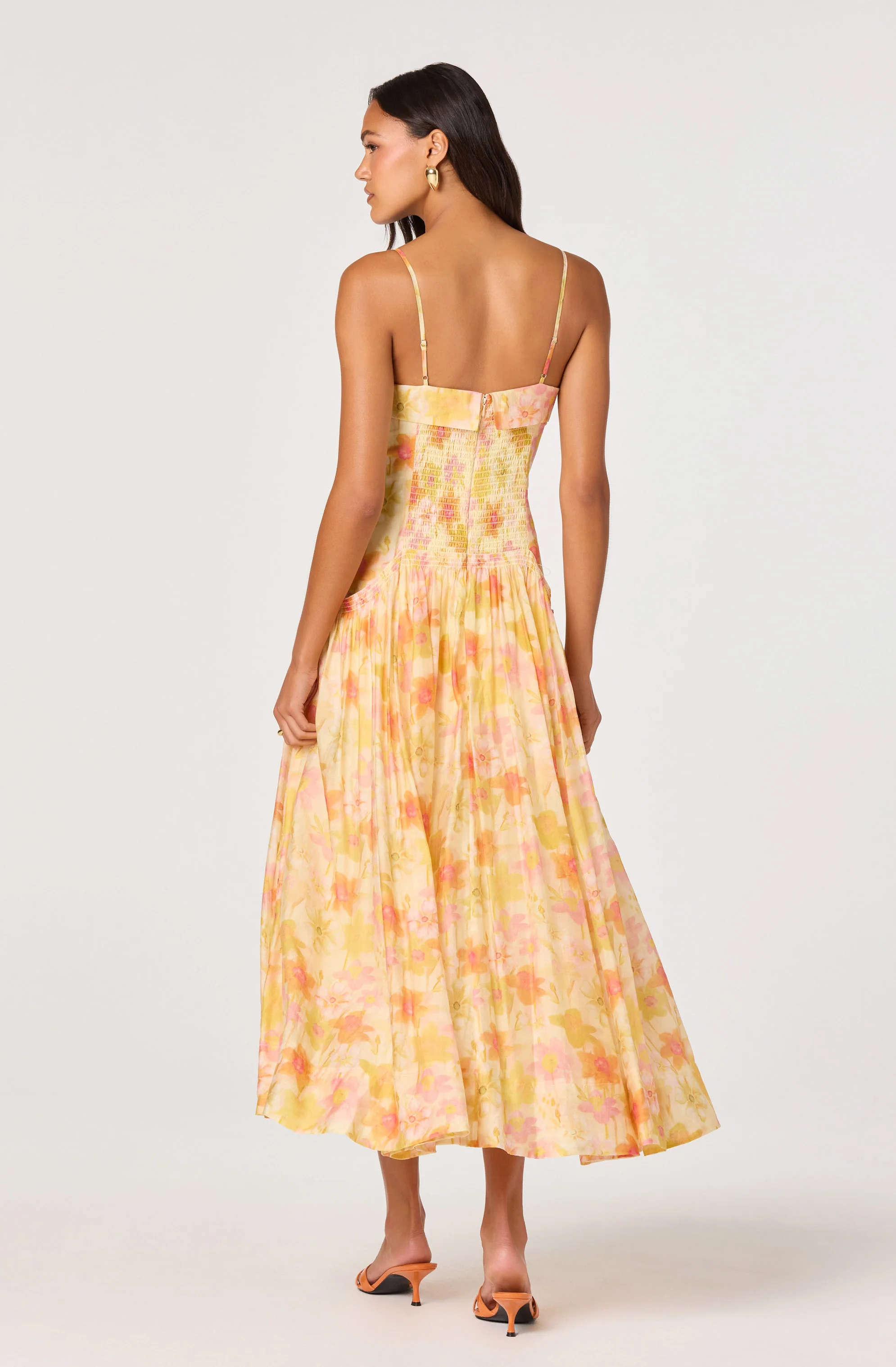 Ovina Floral Smocked Drop-Waist Maxi Dress