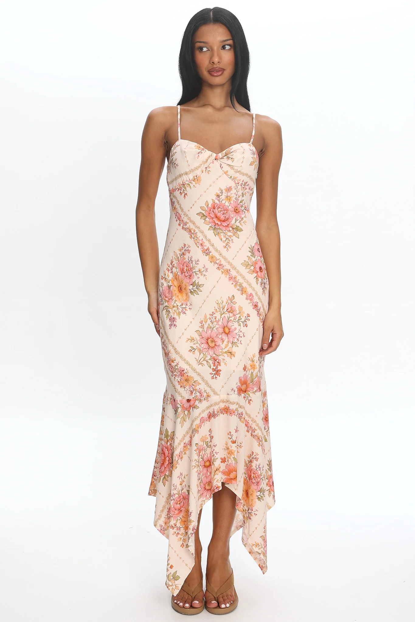 Rosalind Twist-Front Handkerchief Dress Pink